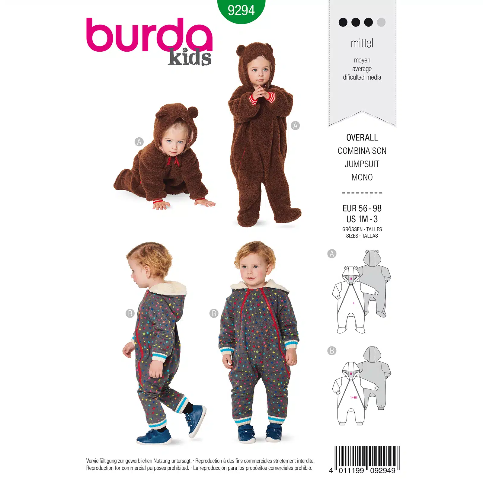 Burda Groen 9294 - Jumpsuit in Variaties