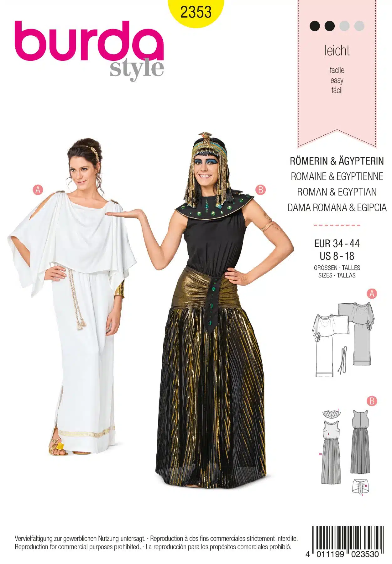 Burda Geel 2353 - Egyptische en Romeinse Jurk