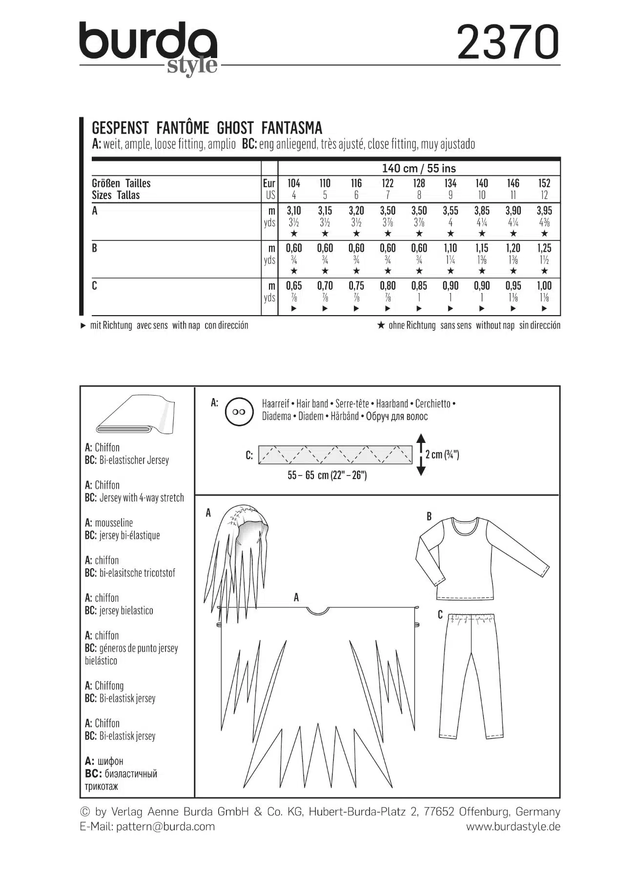 Burda Rood 2370 - Spook kostuum