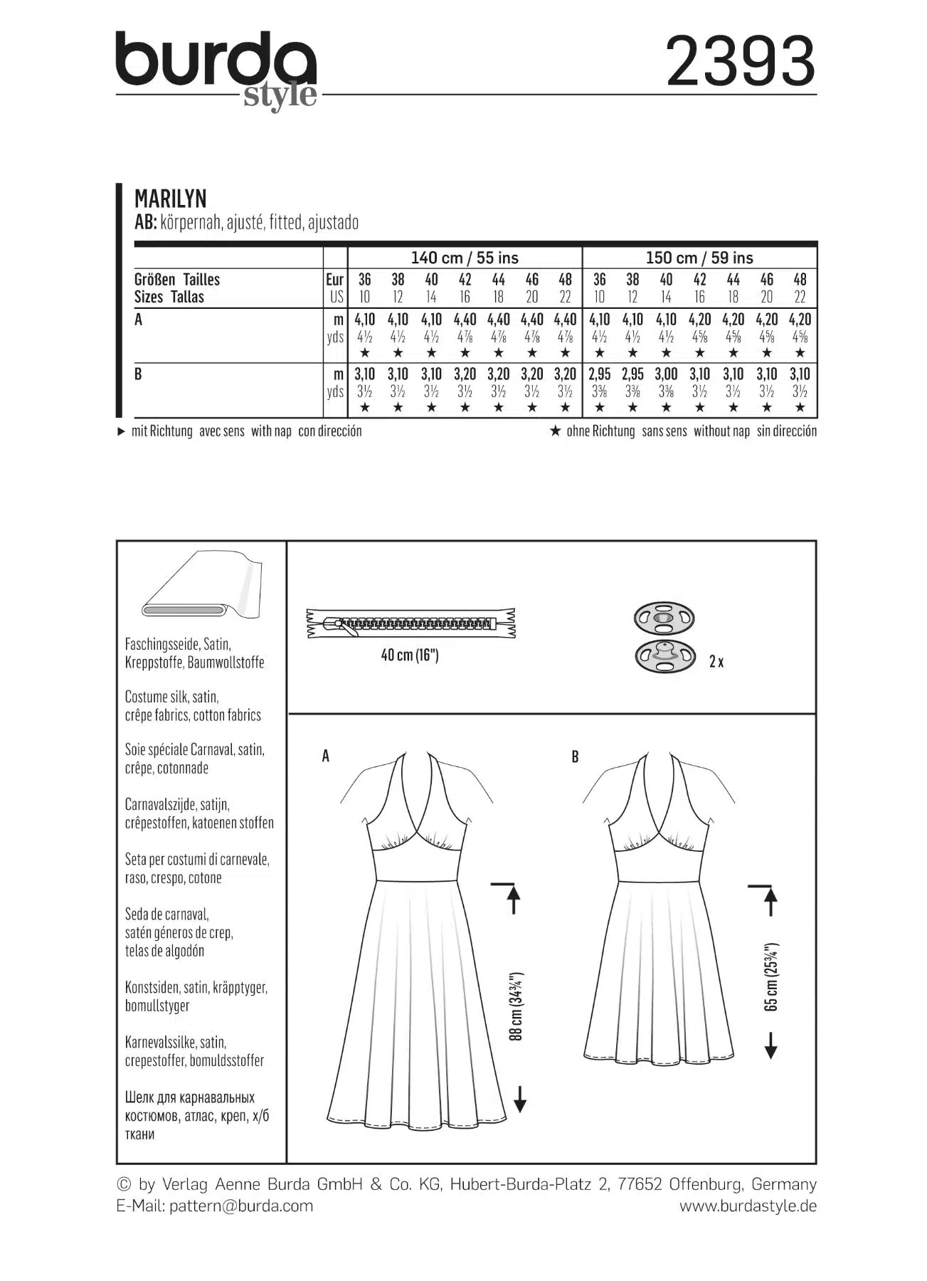 Burda Geel 2393 - Marilyn Monroe jurk