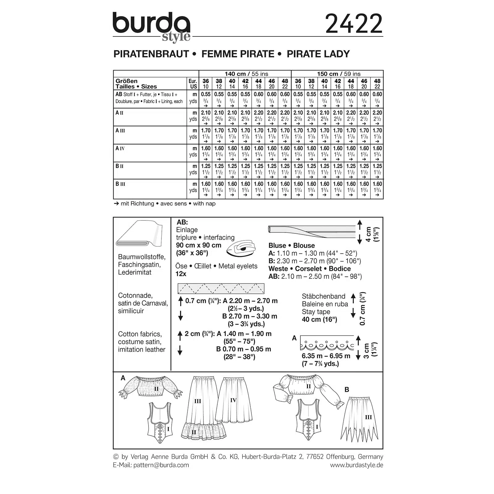 Burda Geel 2422 - Piratenjurk in variaties