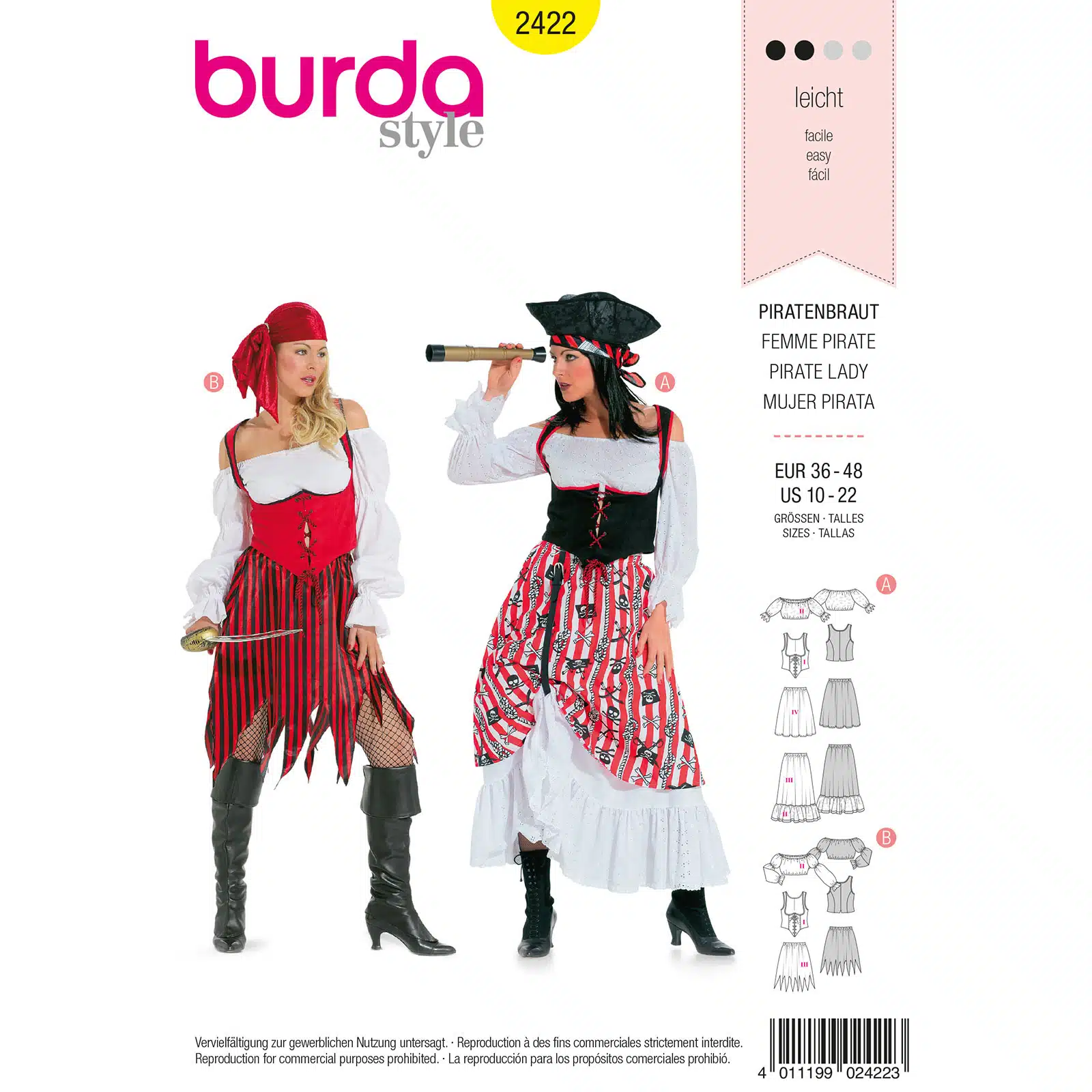 Burda Geel 2422 - Piratenjurk in variaties