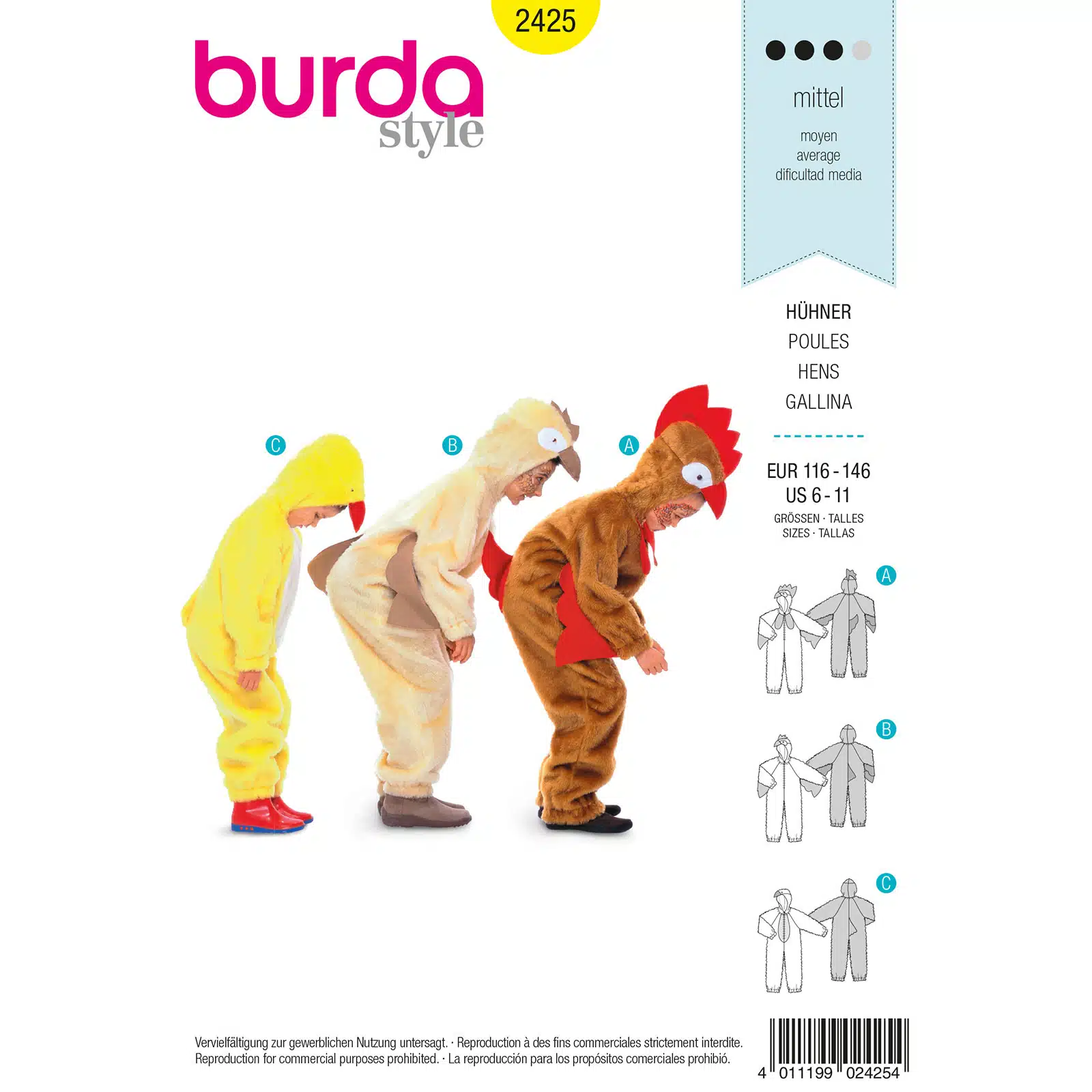 Burda Geel 2425 - Haan, kip en kuiken