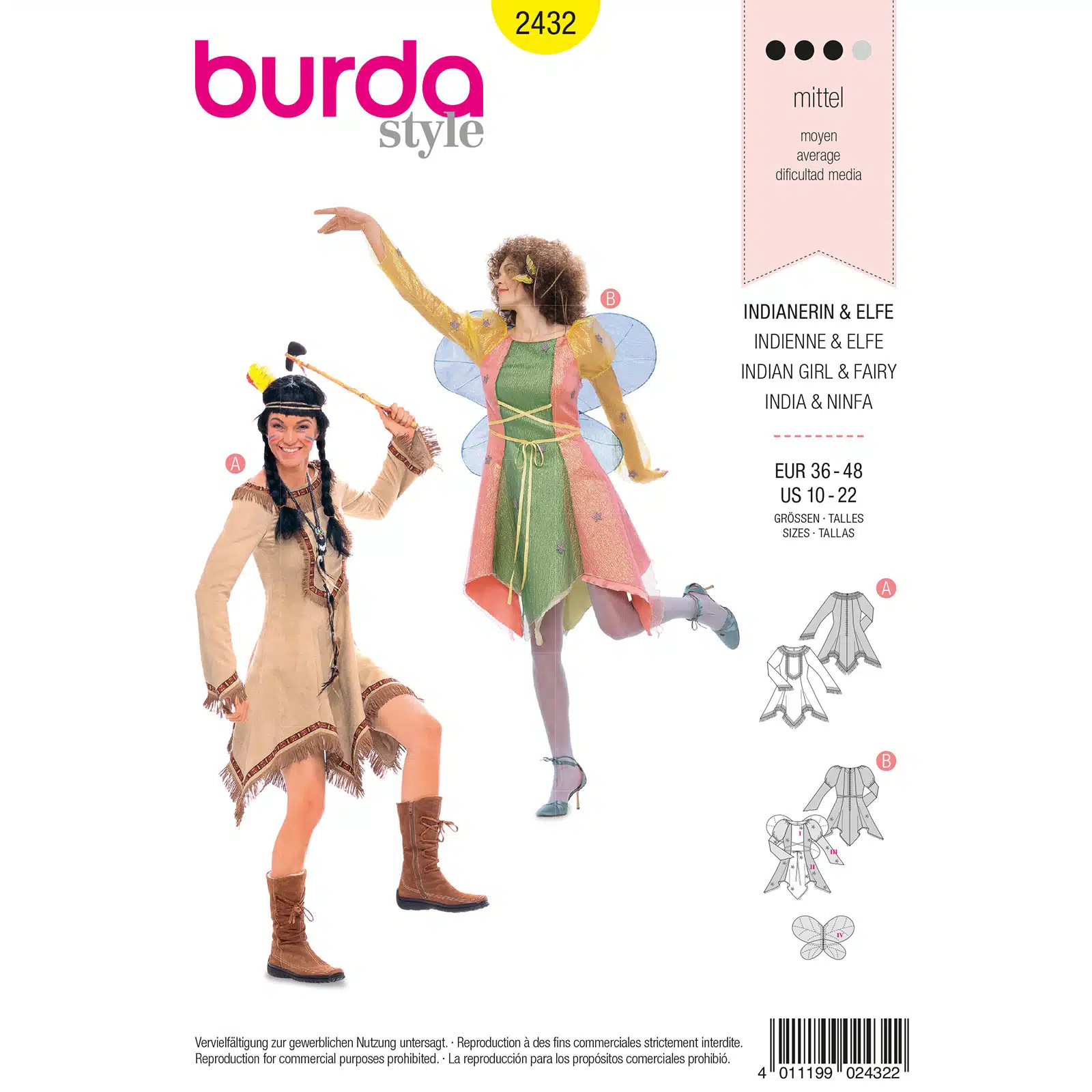 Burda Geel 2432 - Indiaan en elf