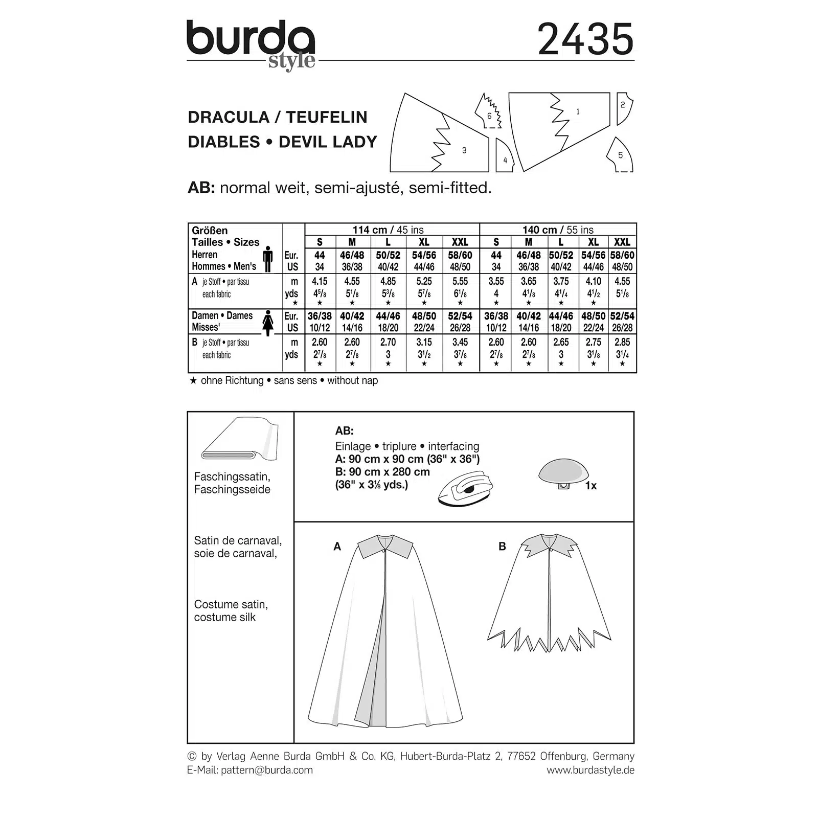 Burda Geel 2435 - Dracula en duivelkostuum