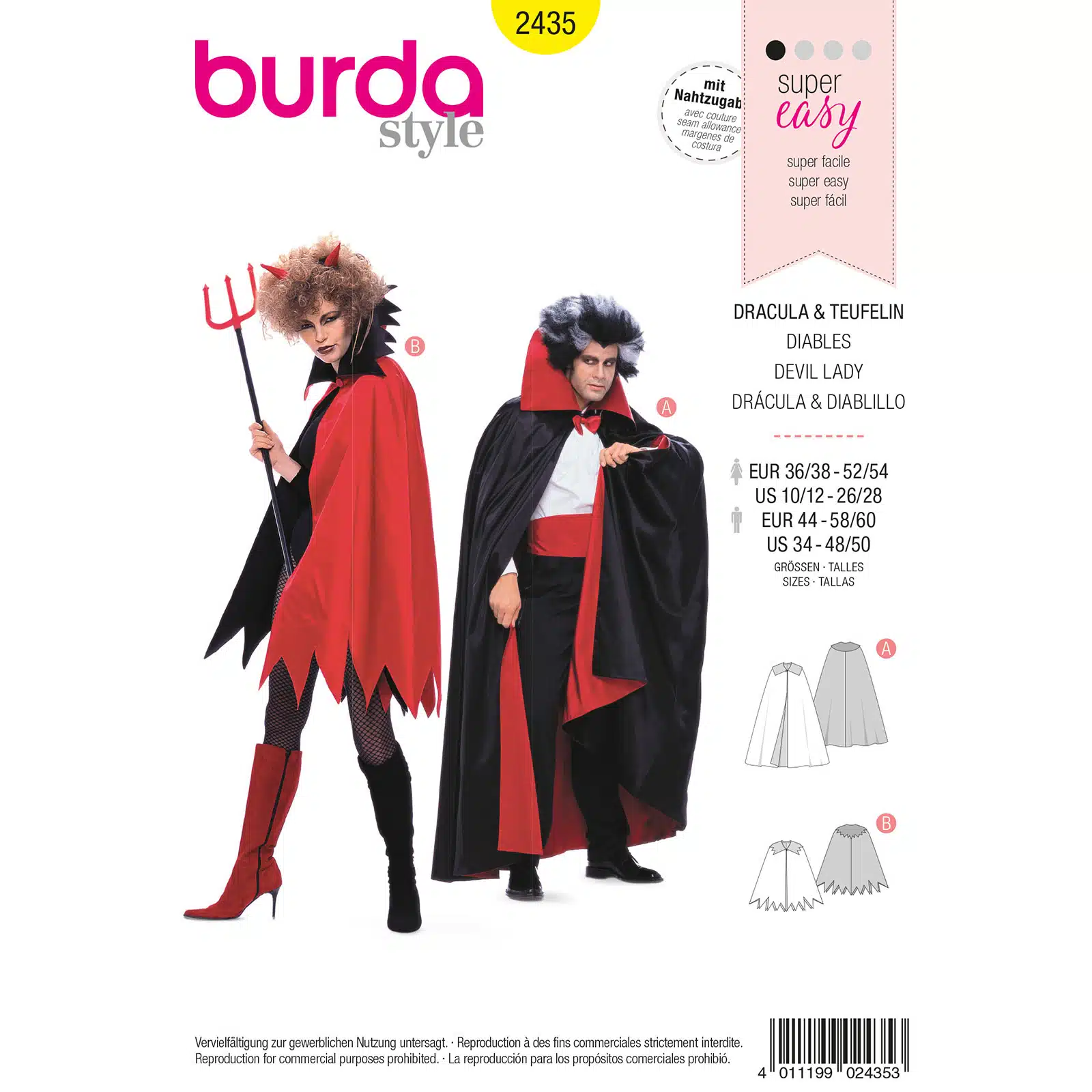 Burda Geel 2435 - Dracula en duivelkostuum