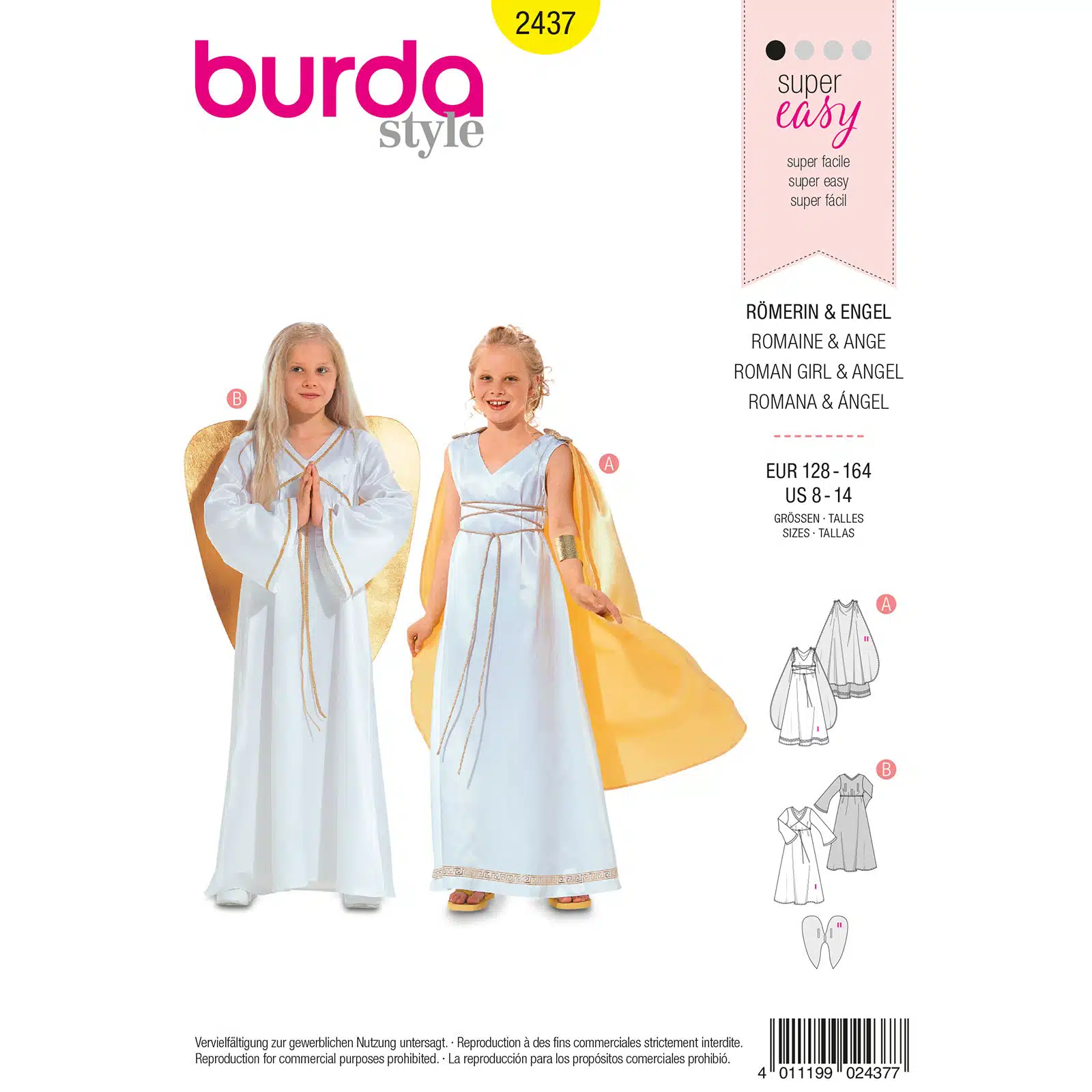 Burda Geel 2437 - Romeinse jurk in variaties