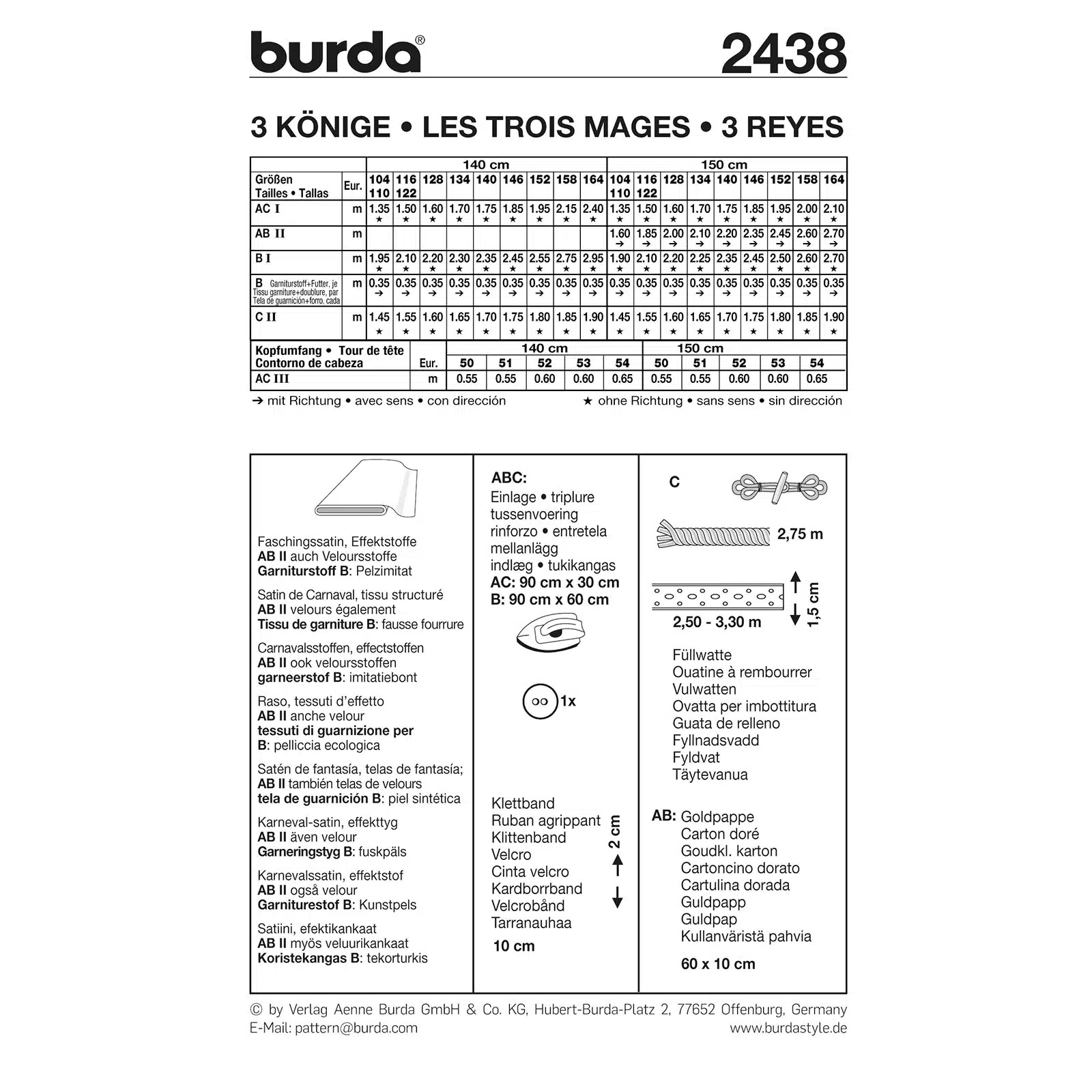 Burda Geel 2438 - Drie koningen in variaties