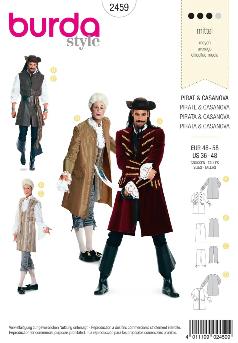 Burda Couture 2459 - Piraat en Casanova