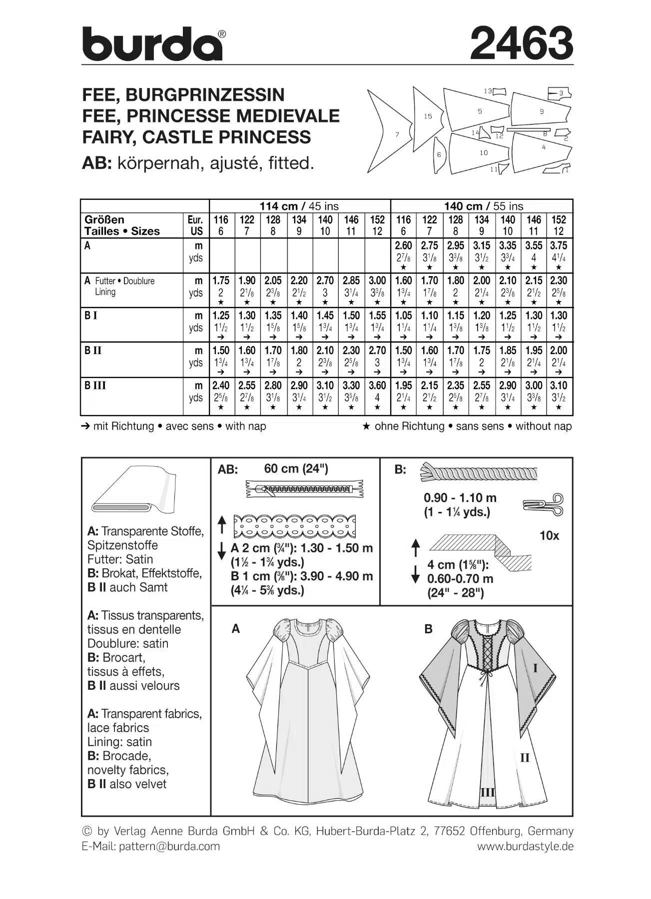 Burda Geel 2463 - Fee en Kasteelprinses