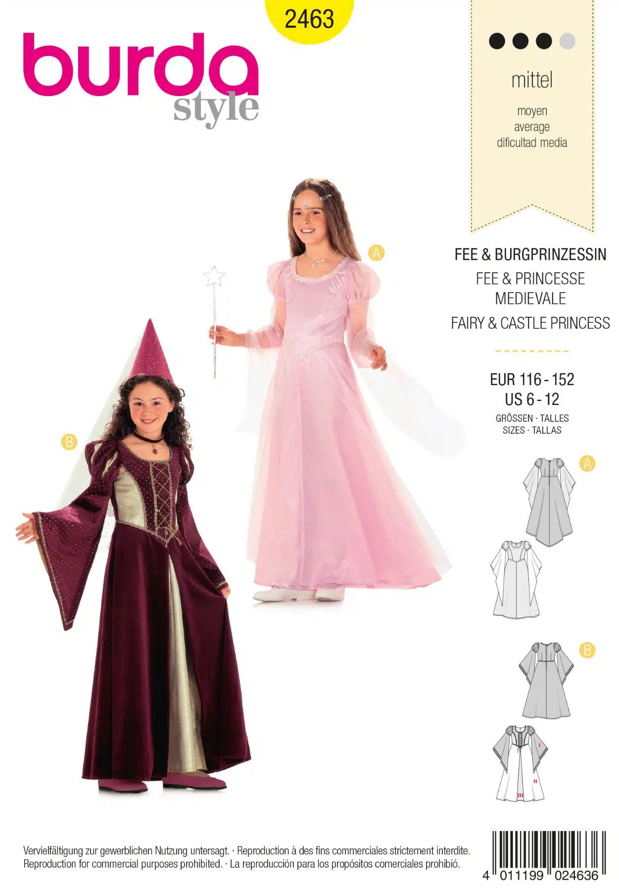 Burda Geel 2463 - Fee en Kasteelprinses