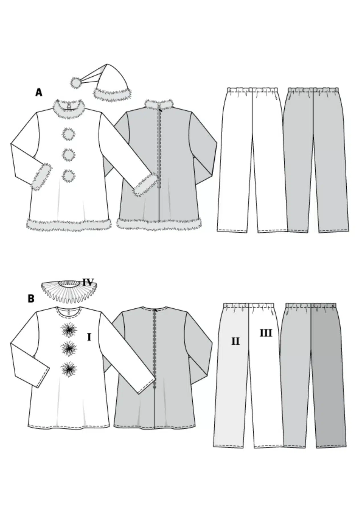 Burda Geel 2466 - Kerstman en pierrot