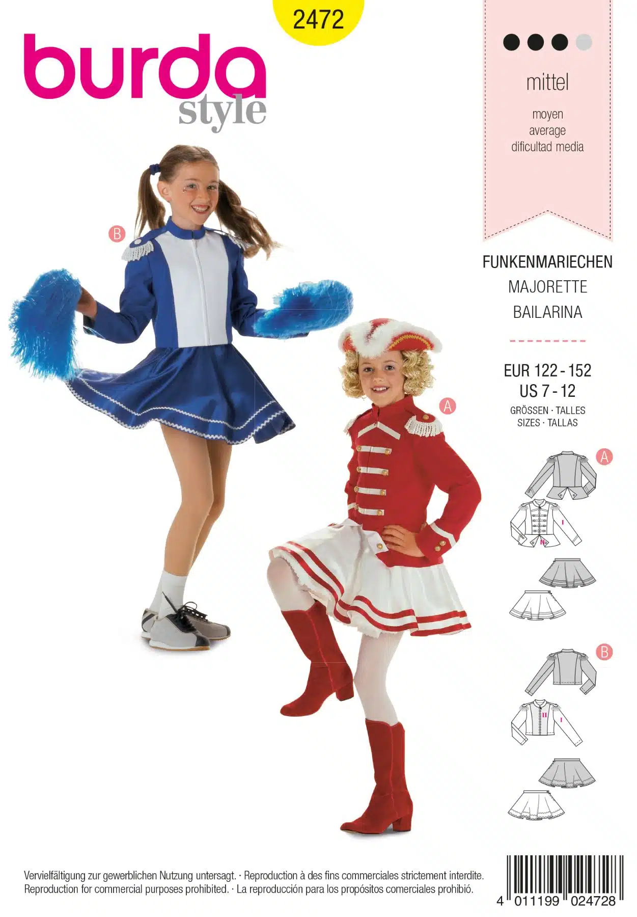 Burda Geel 2472 - Dansmarieke en majorette