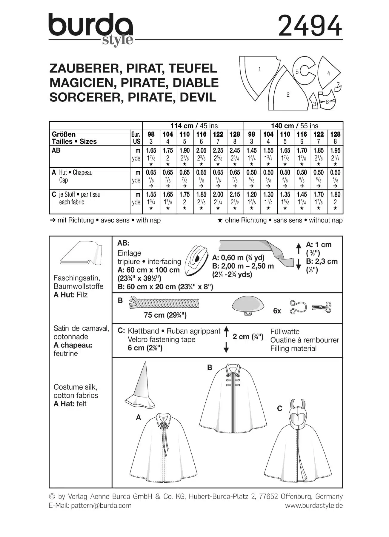 Burda Groen 2494 - Piraat, duivel en tovenaar