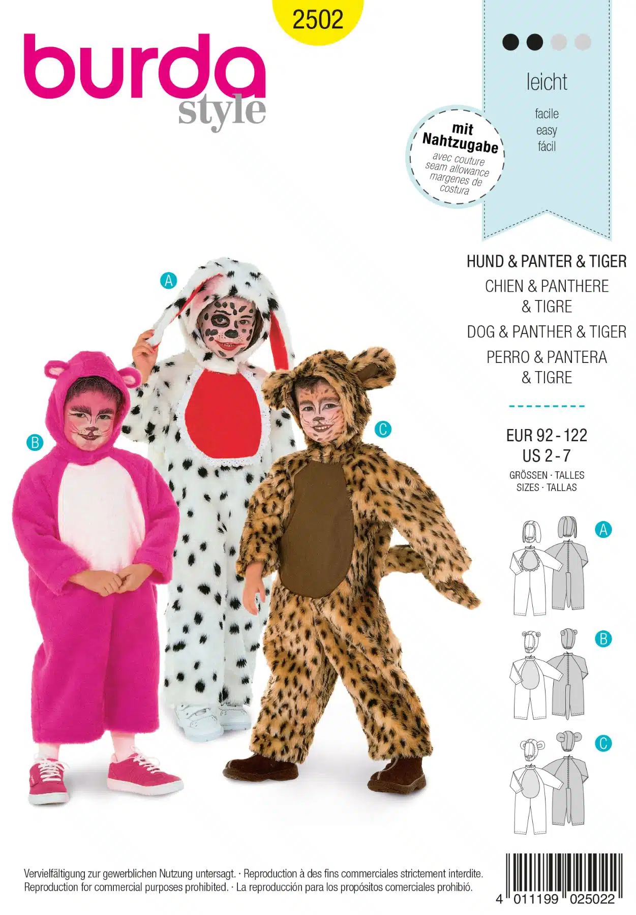 Burda Geel 2502 - Panter, hond en muis