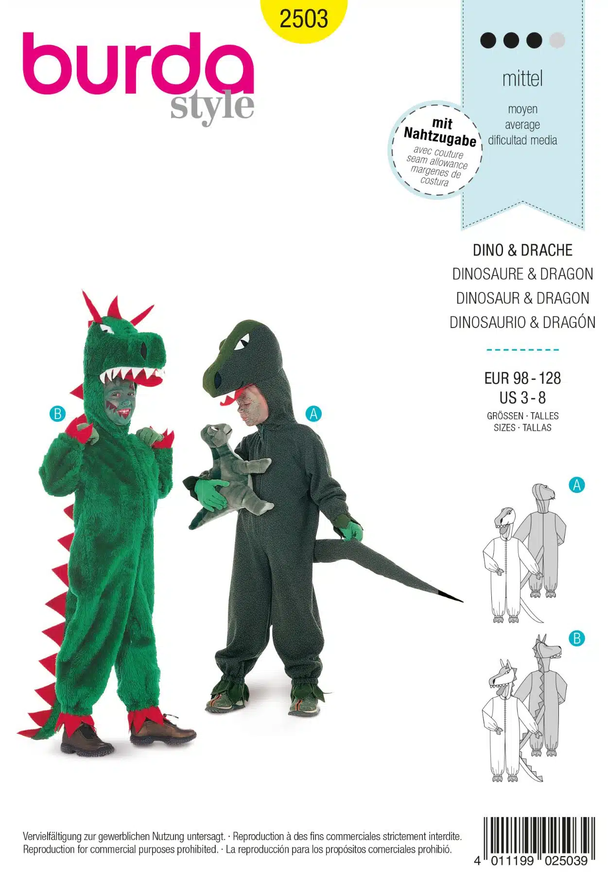 Burda Geel 2503 - Draak en dinosaurus