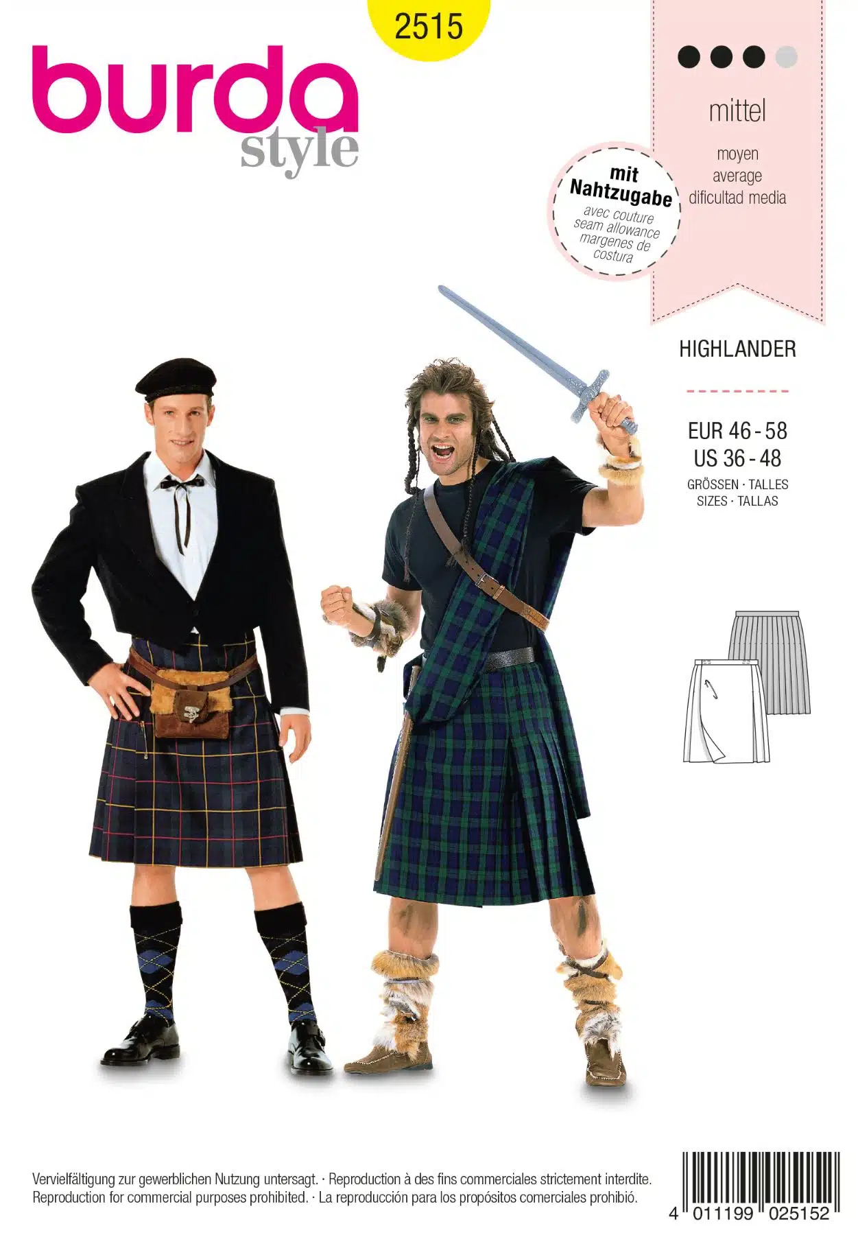 Burda Geel 2515 - Highlander kilt