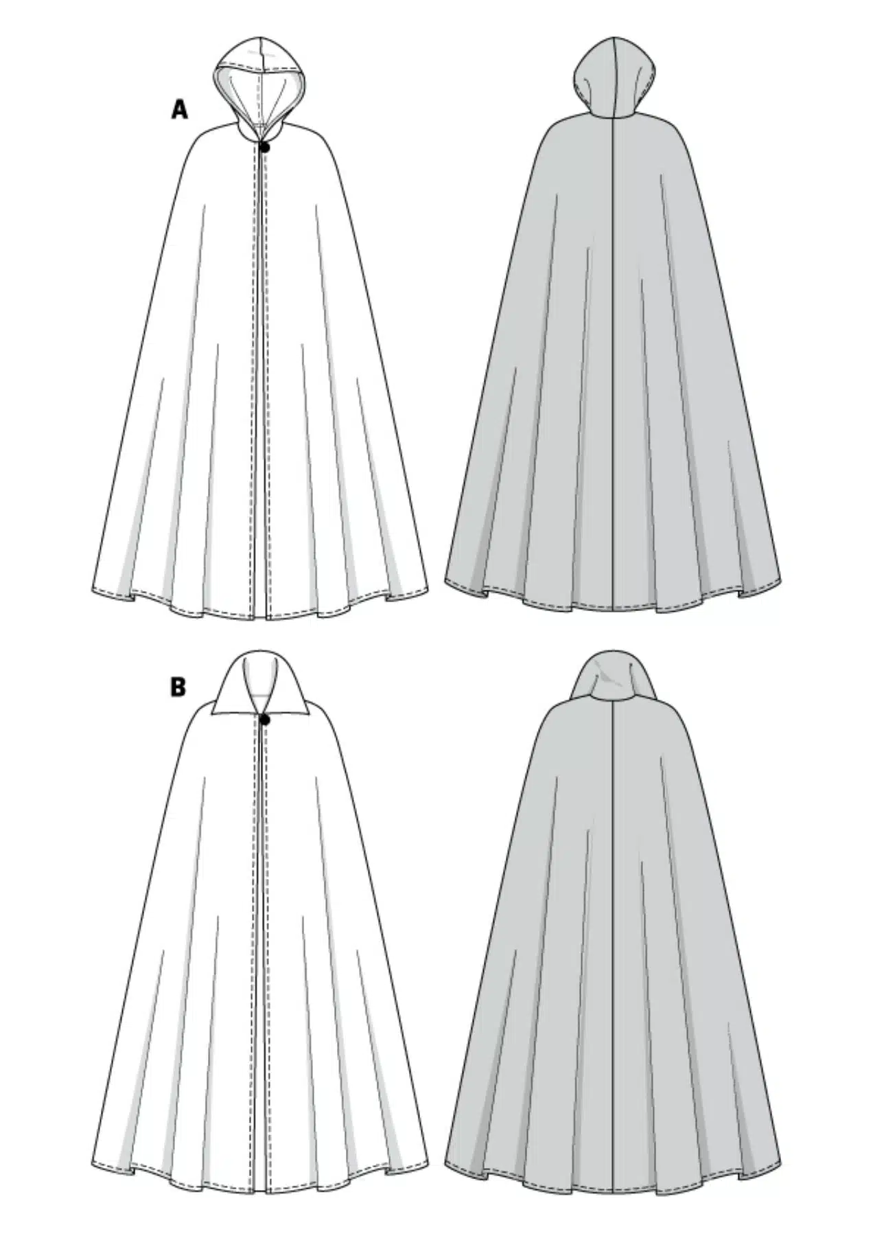 Burda Geel 2521 - Lange wijde cape in variaties