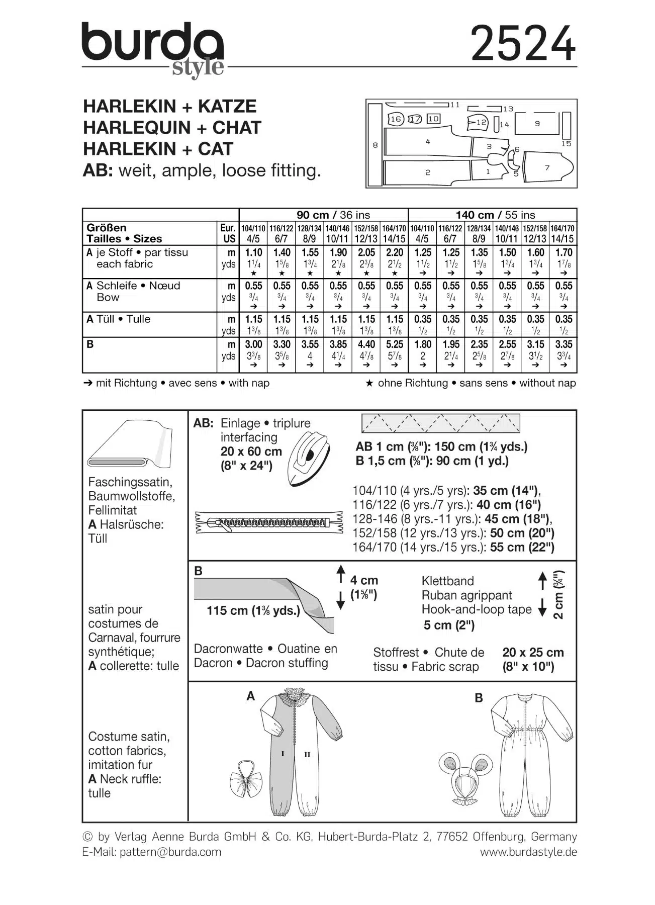 Burda Geel 2524 - Harlekijn en kat