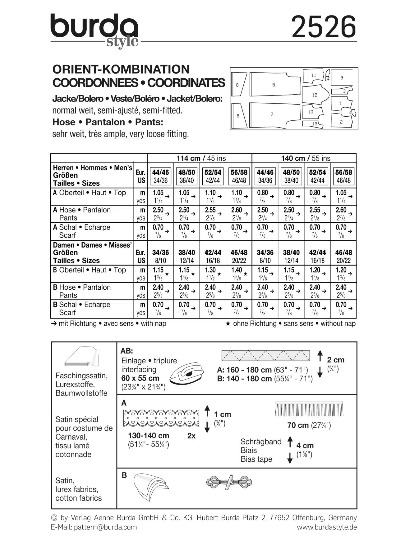 Burda Geel 2526 - Oosterse kleding in variaties