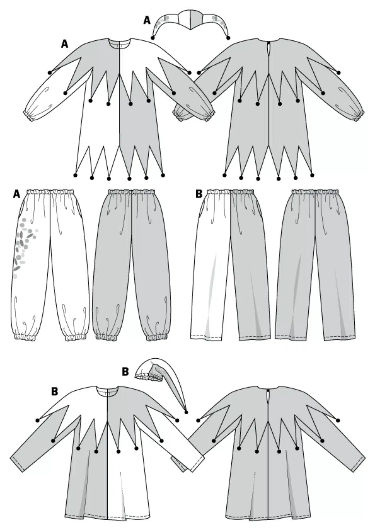Burda Geel 2527 - Harlekijn in variaties