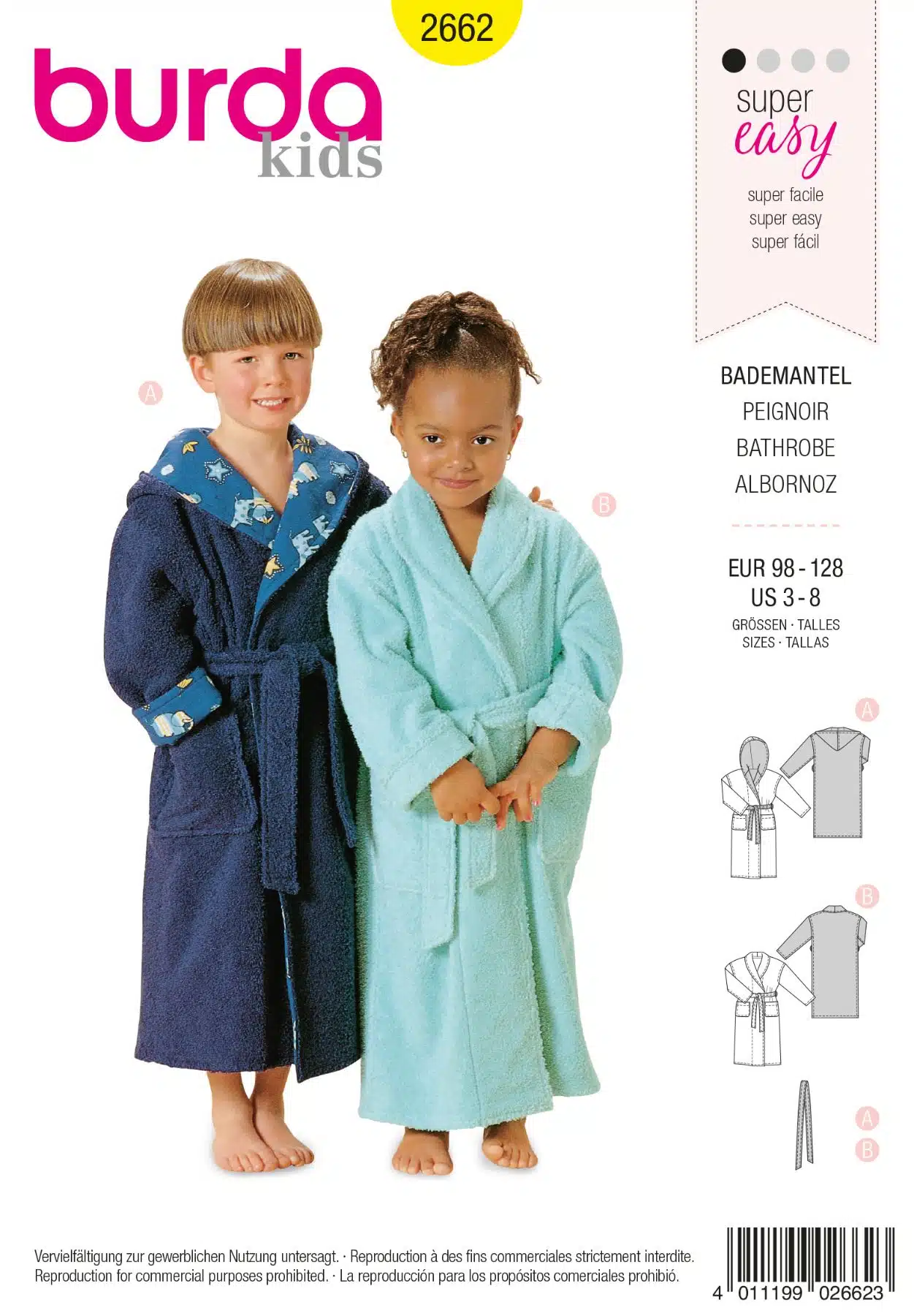 Burda Geel 2662 - Badjas in variaties