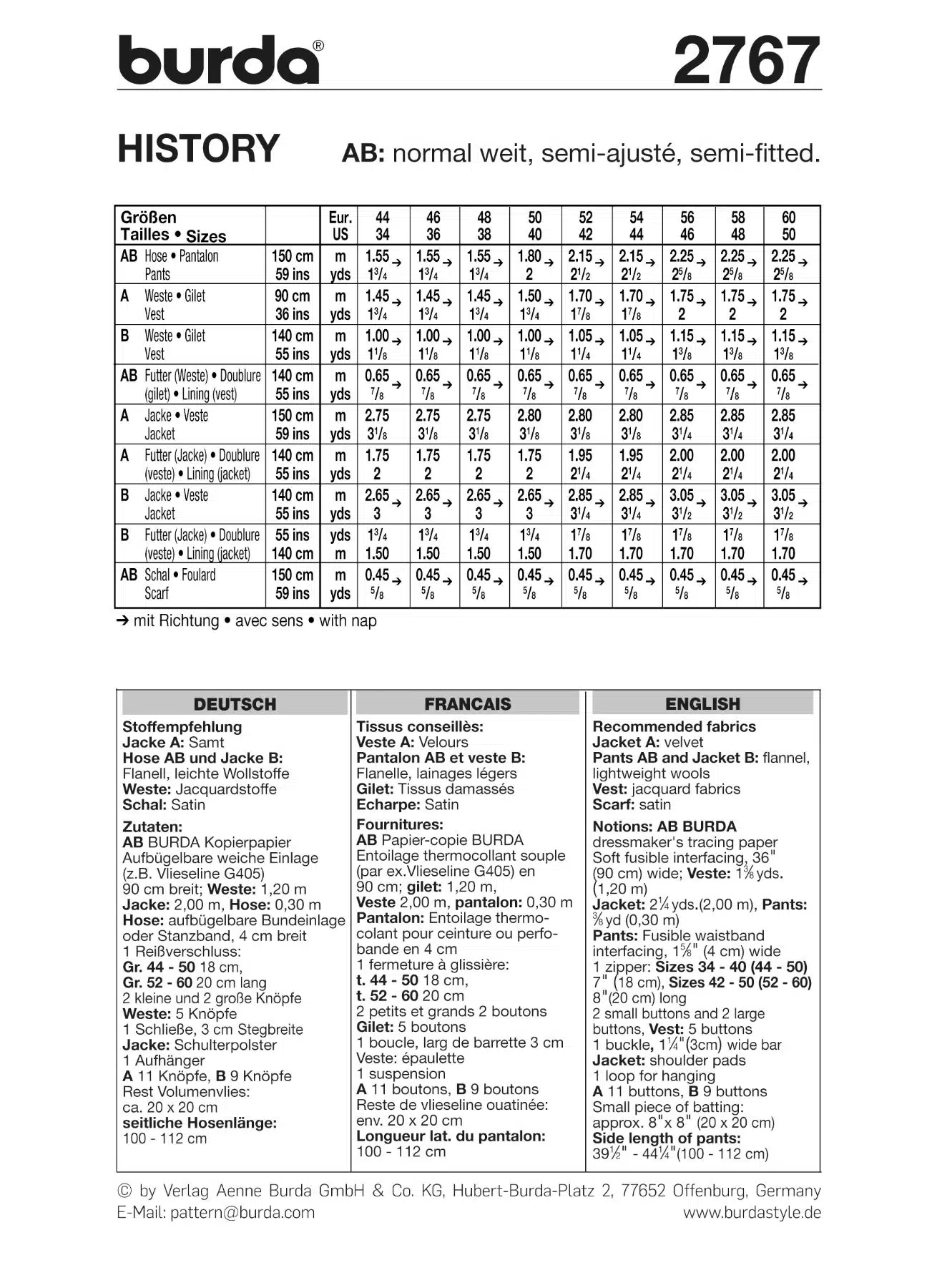 Burda Couture 2767 - Historisch kostuum uit 1848