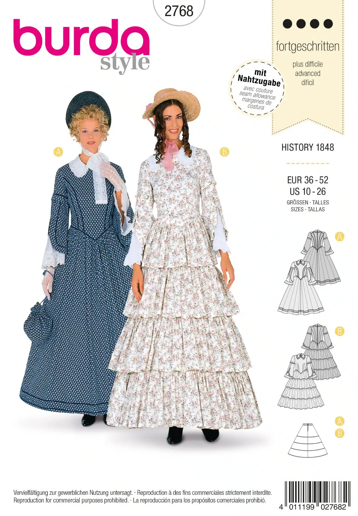 Burda Couture 2768 - Historische jurk uit 1848 in variaties