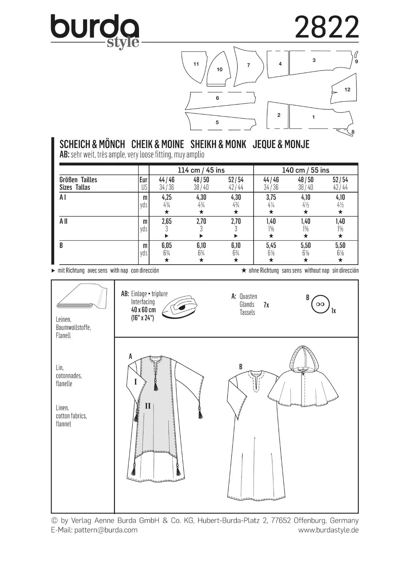 Burda Geel 2822 - Monnik en sheik