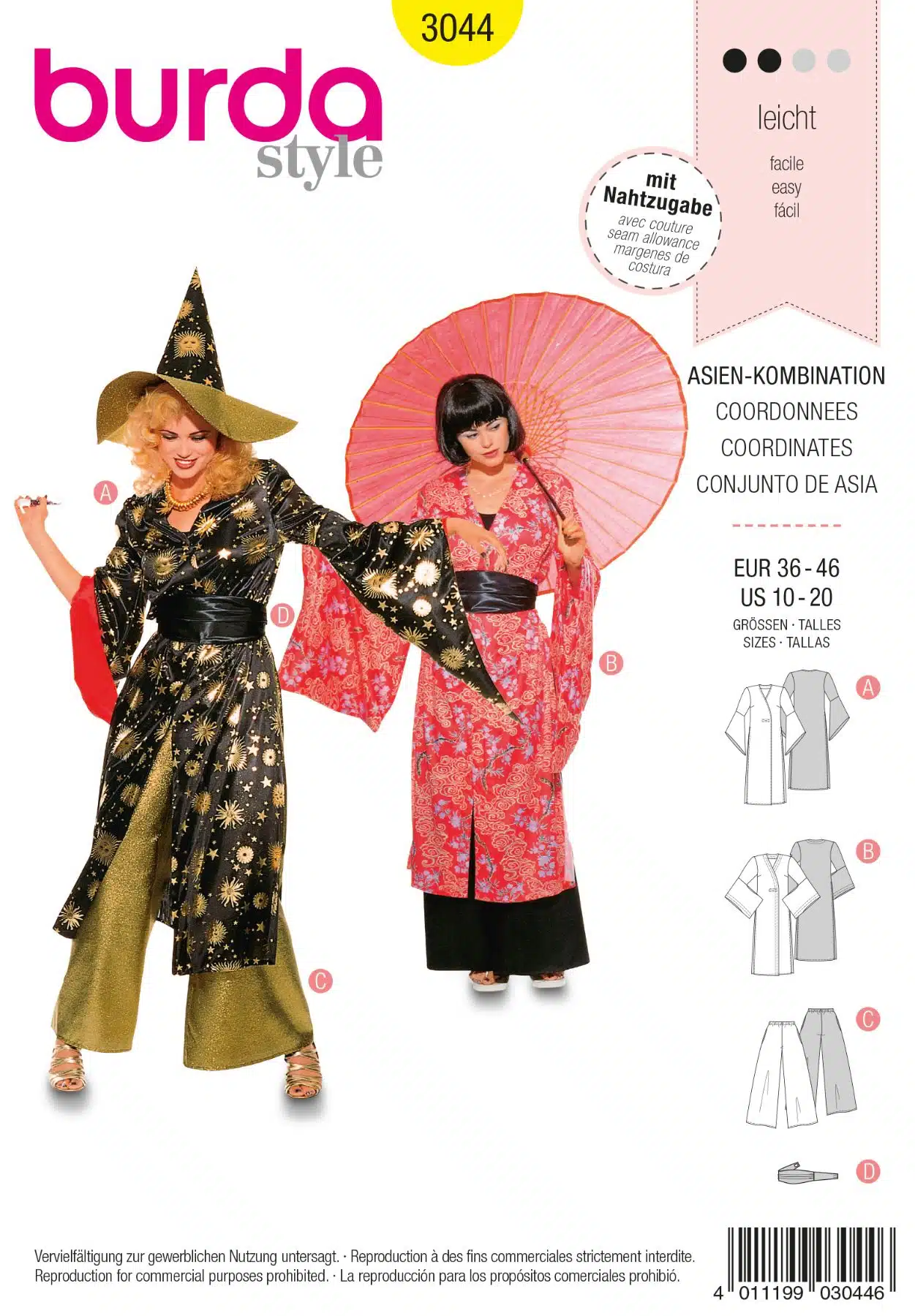 Burda Geel 3044 - Geisha en tovenares