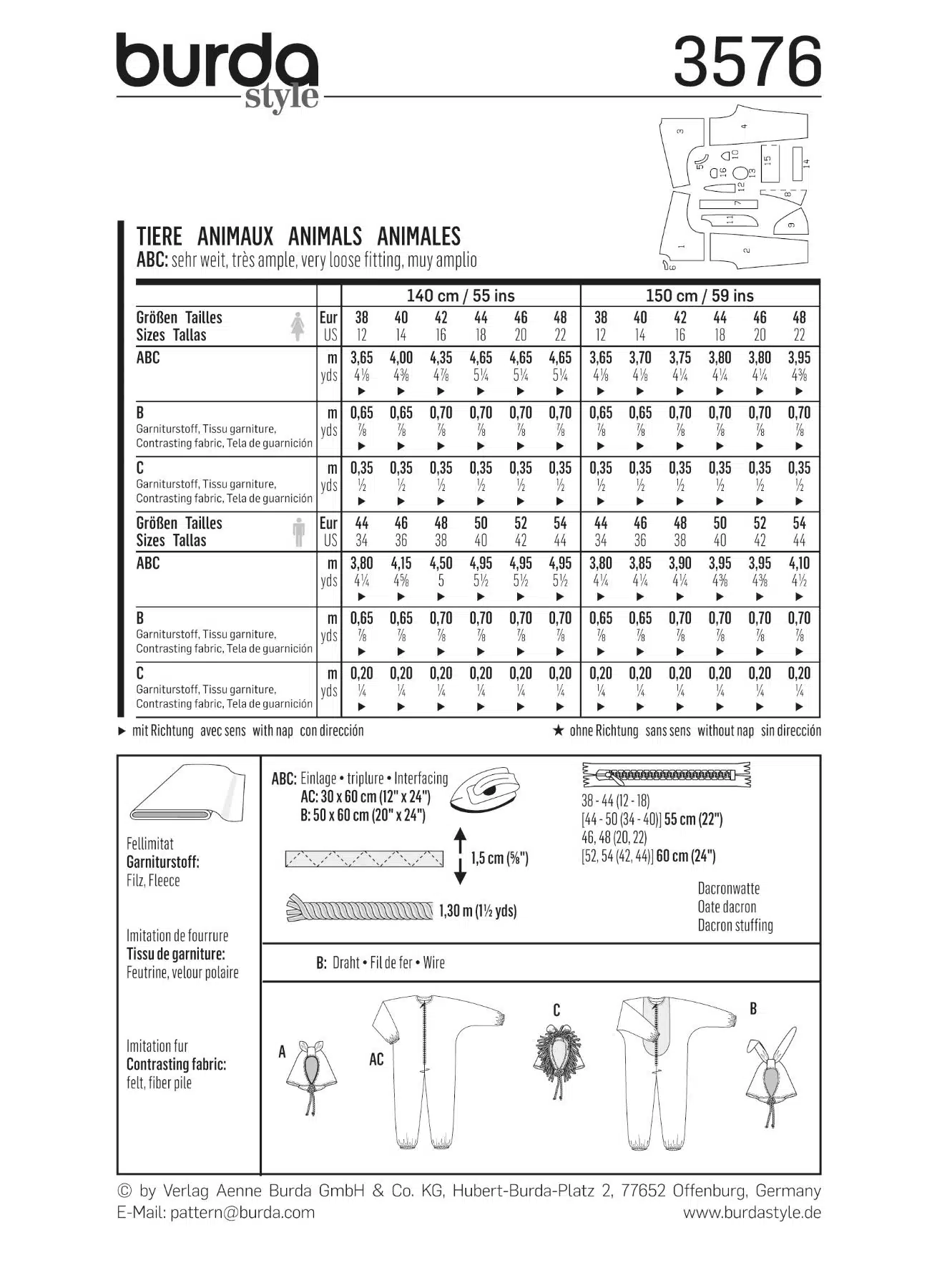 Burda Geel 3576 - Leeuw, tijger en konijn