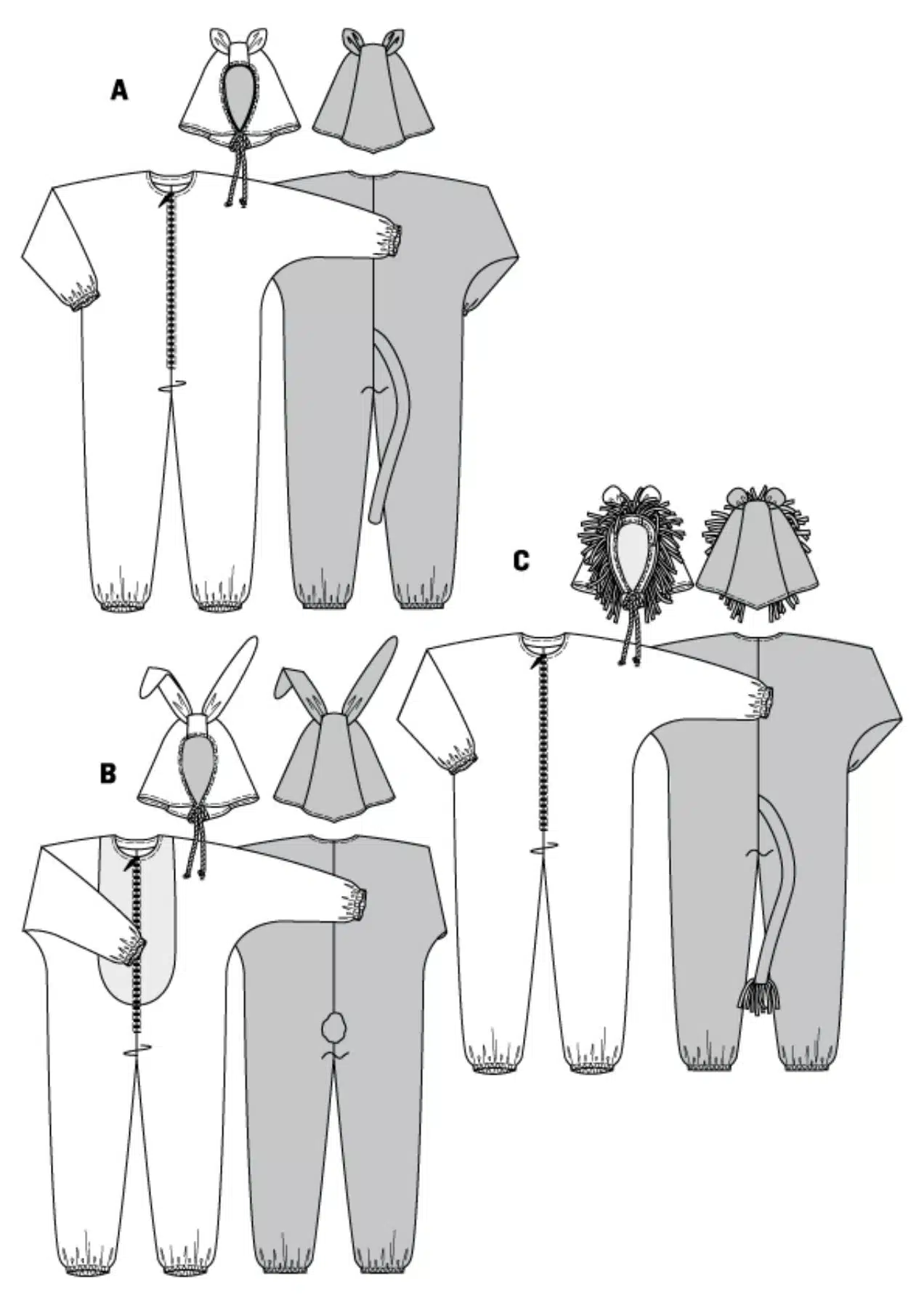 Burda Geel 3576 - Leeuw, tijger en konijn