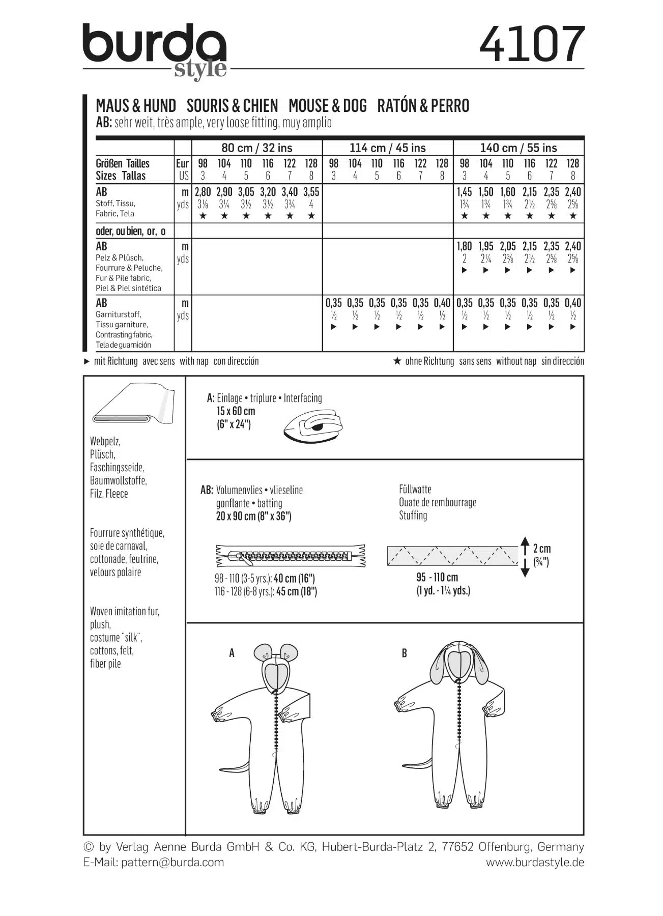 Burda Geel 4107 - Muis en hond