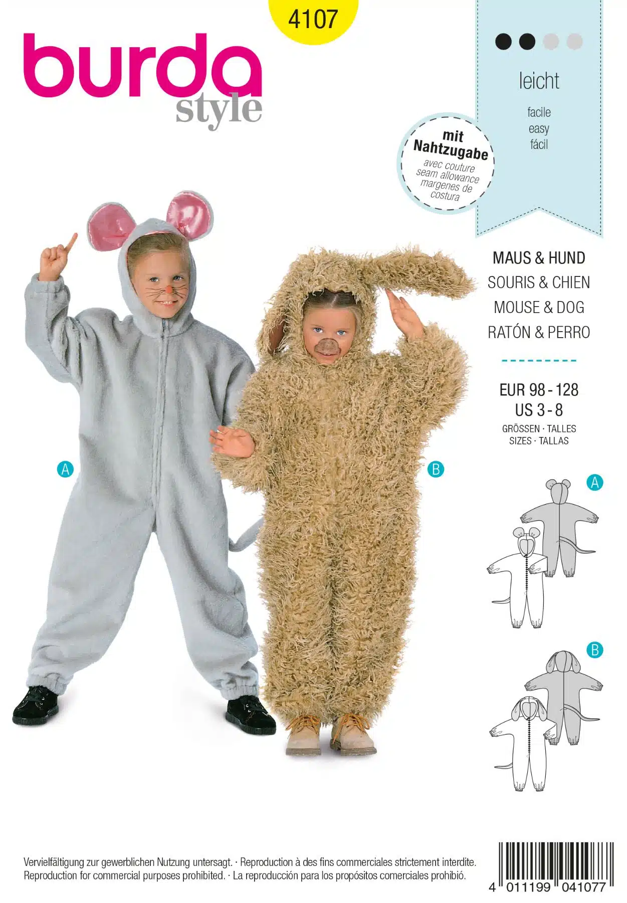 Burda Geel 4107 - Muis en hond
