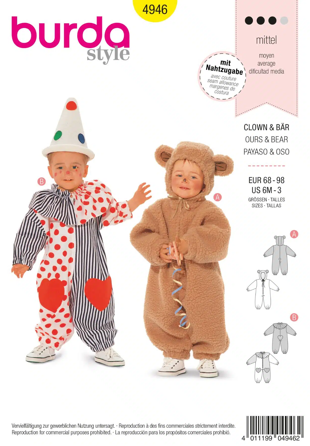 Burda Geel 4946 - Clown en beer