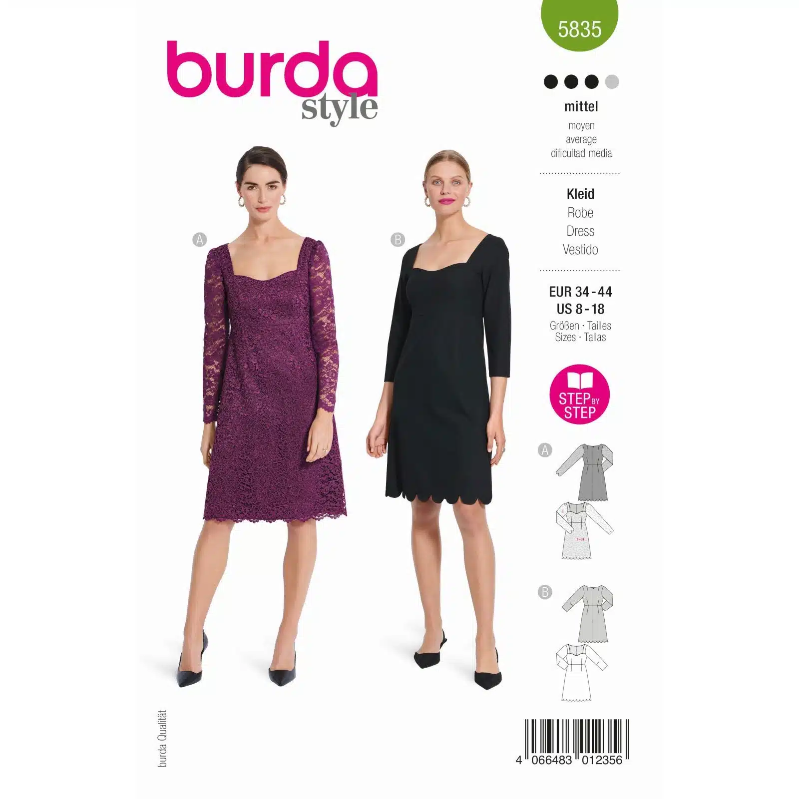 Burda Groen 5835 - Jurk in Variaties
