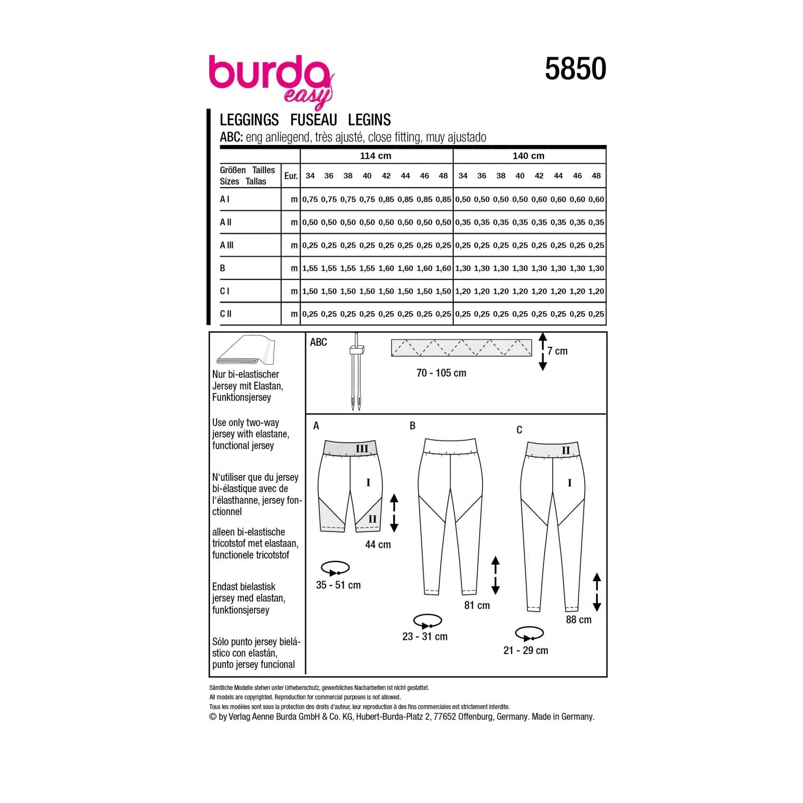 Burda Rood 5850 - Legging in Variaties