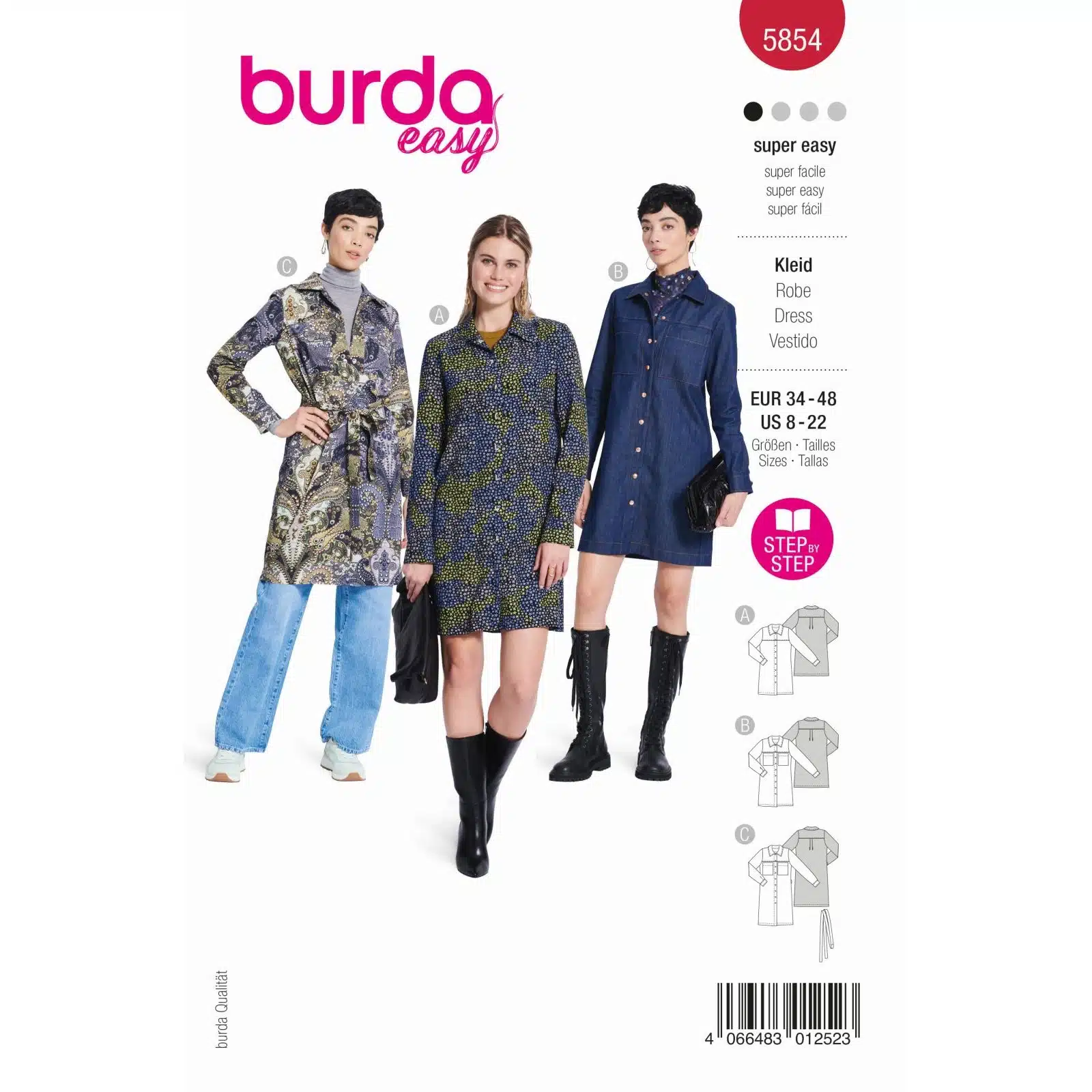 Burda Rood 5854 - Jurk in Variaties