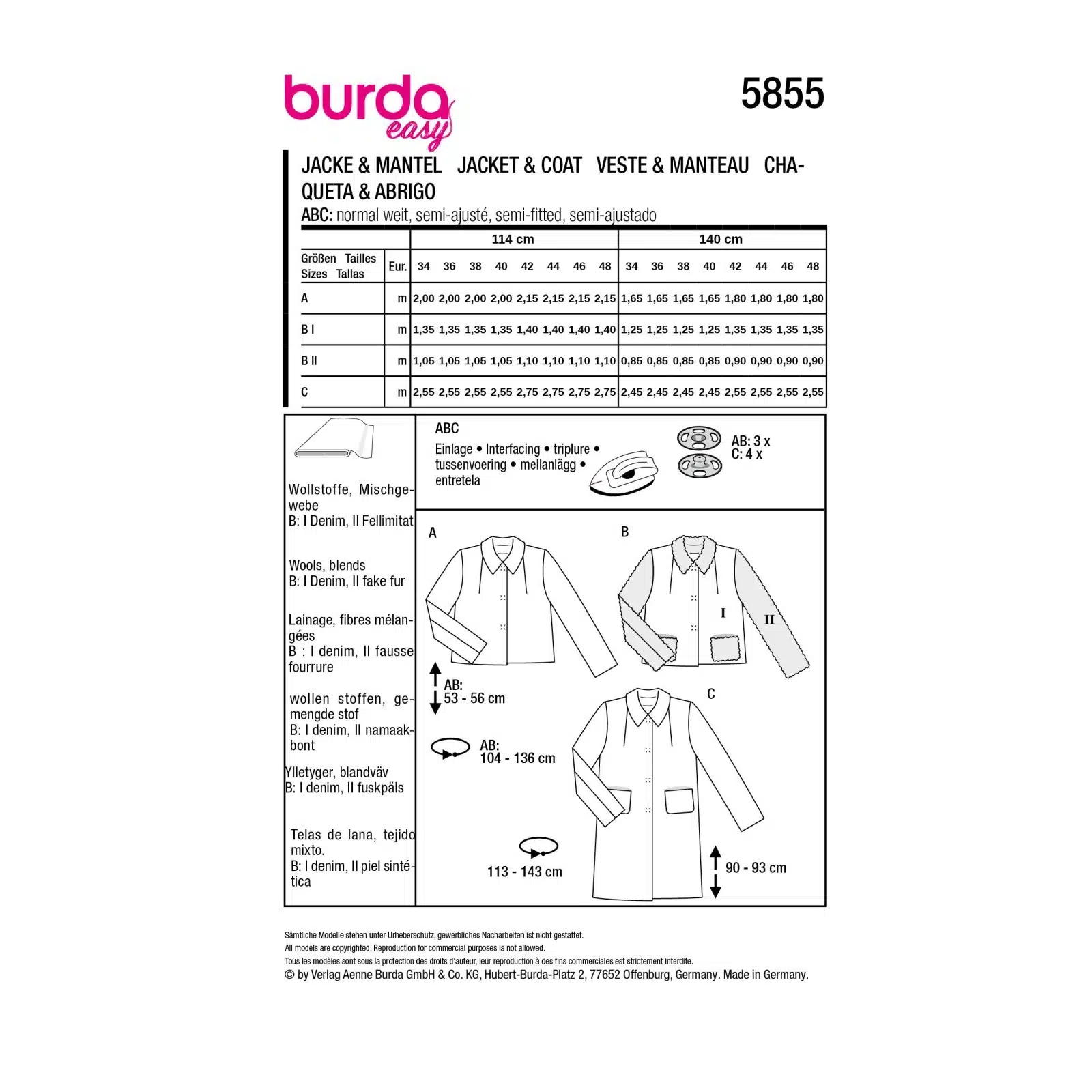 Burda Groen 5855 - Jas in Variaties