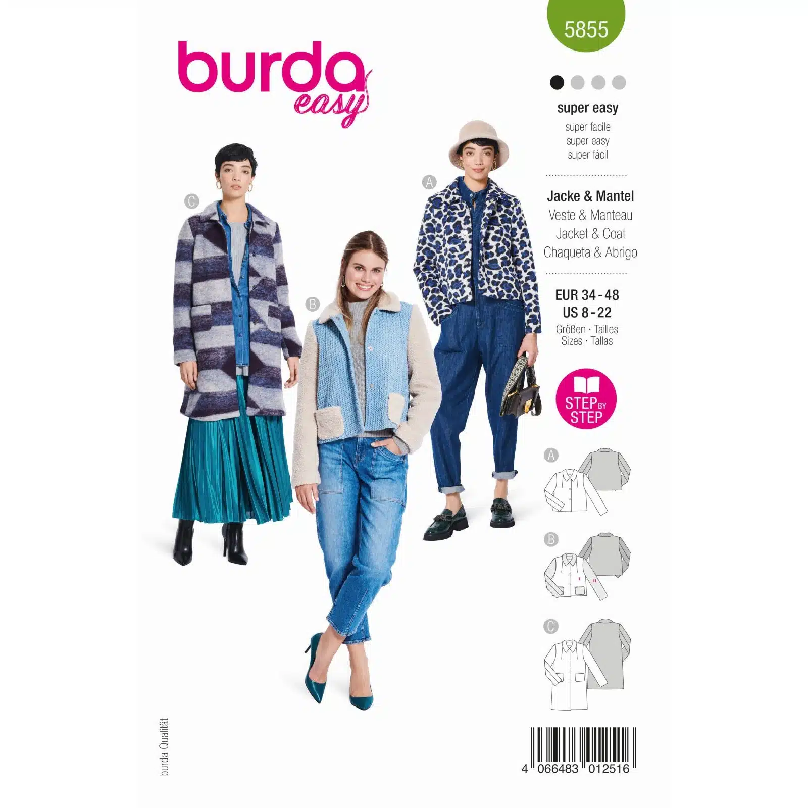 Burda Groen 5855 - Jas in Variaties