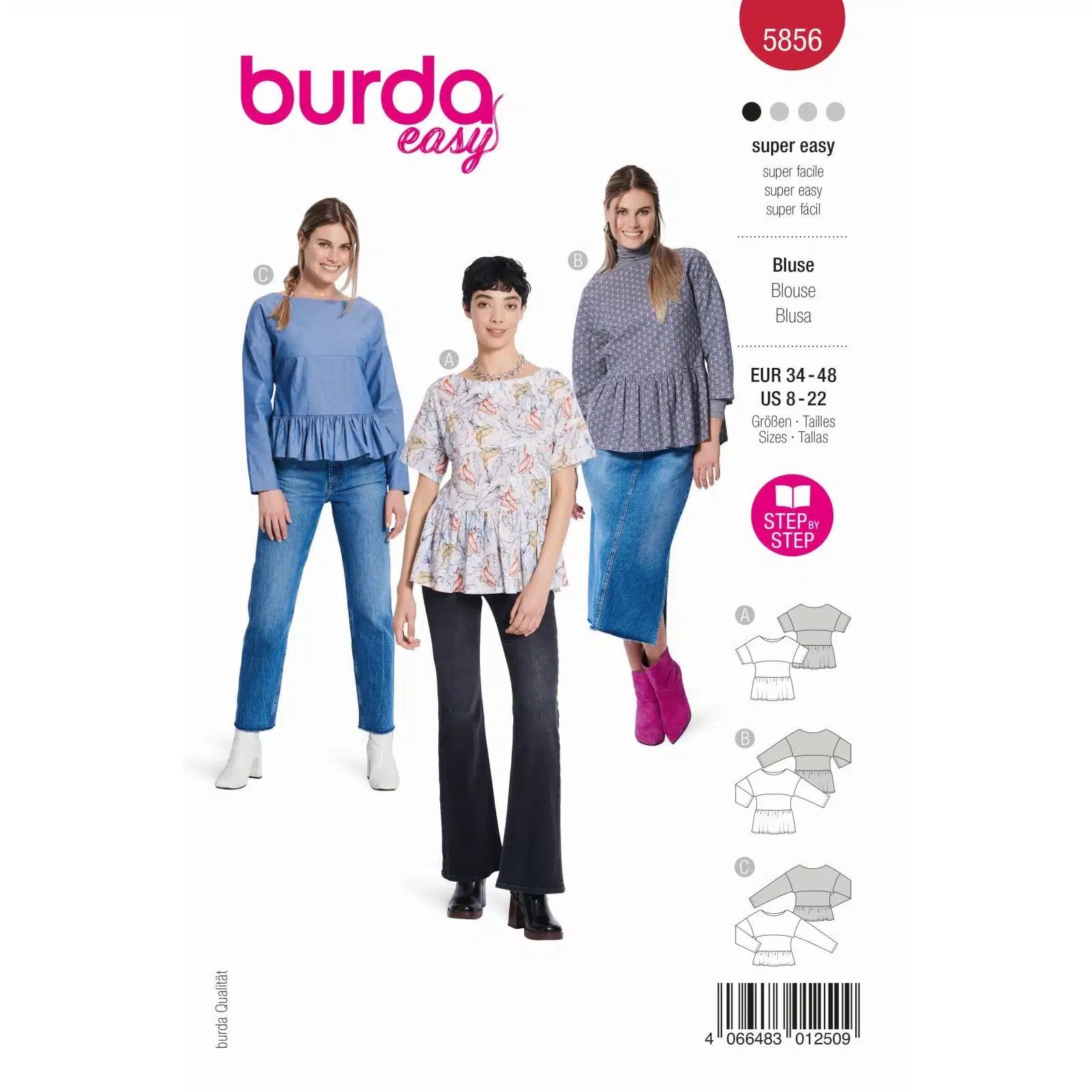 Burda Rood 5856 - Blouse in Variaties