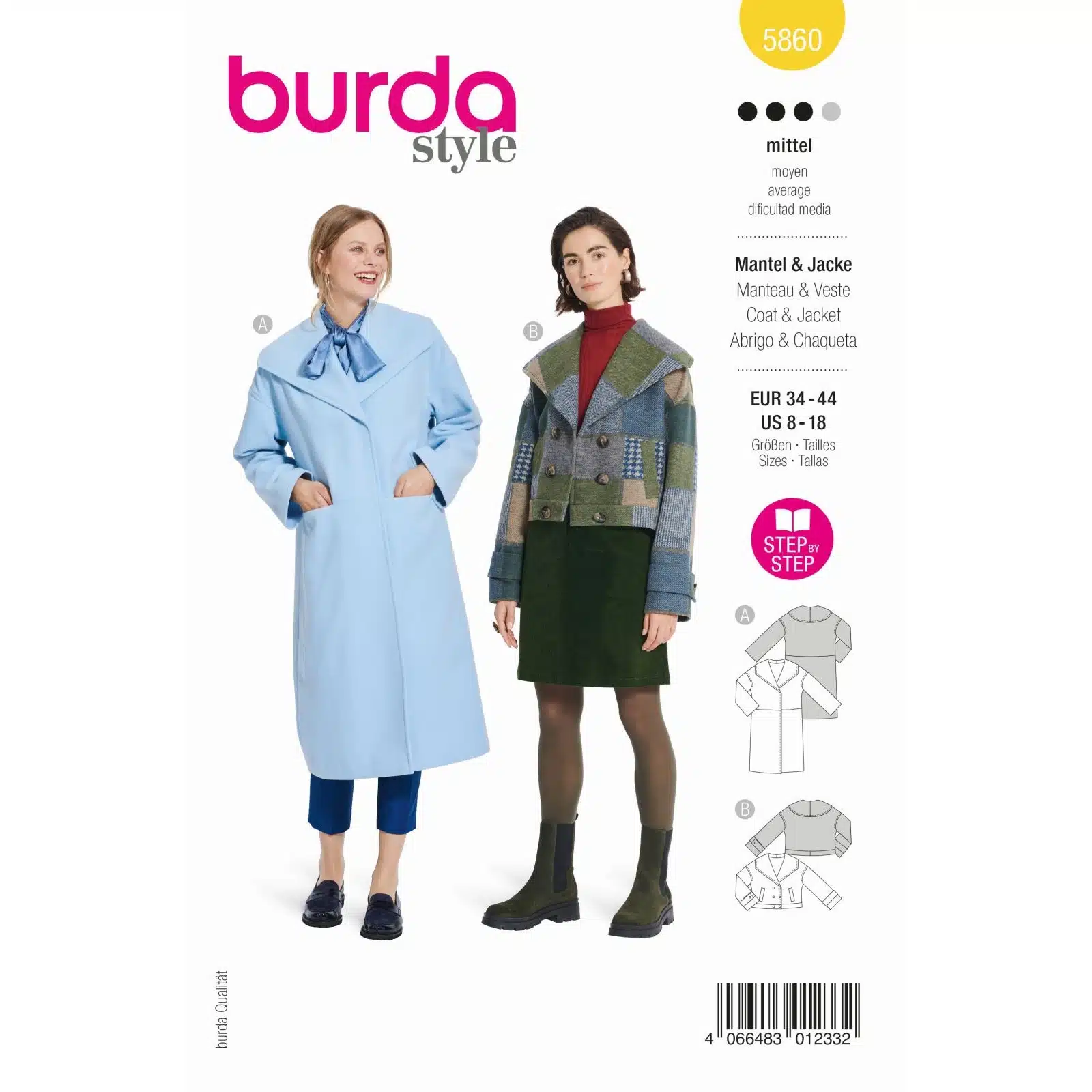 Burda Geel 5860 - Jas in Variaties