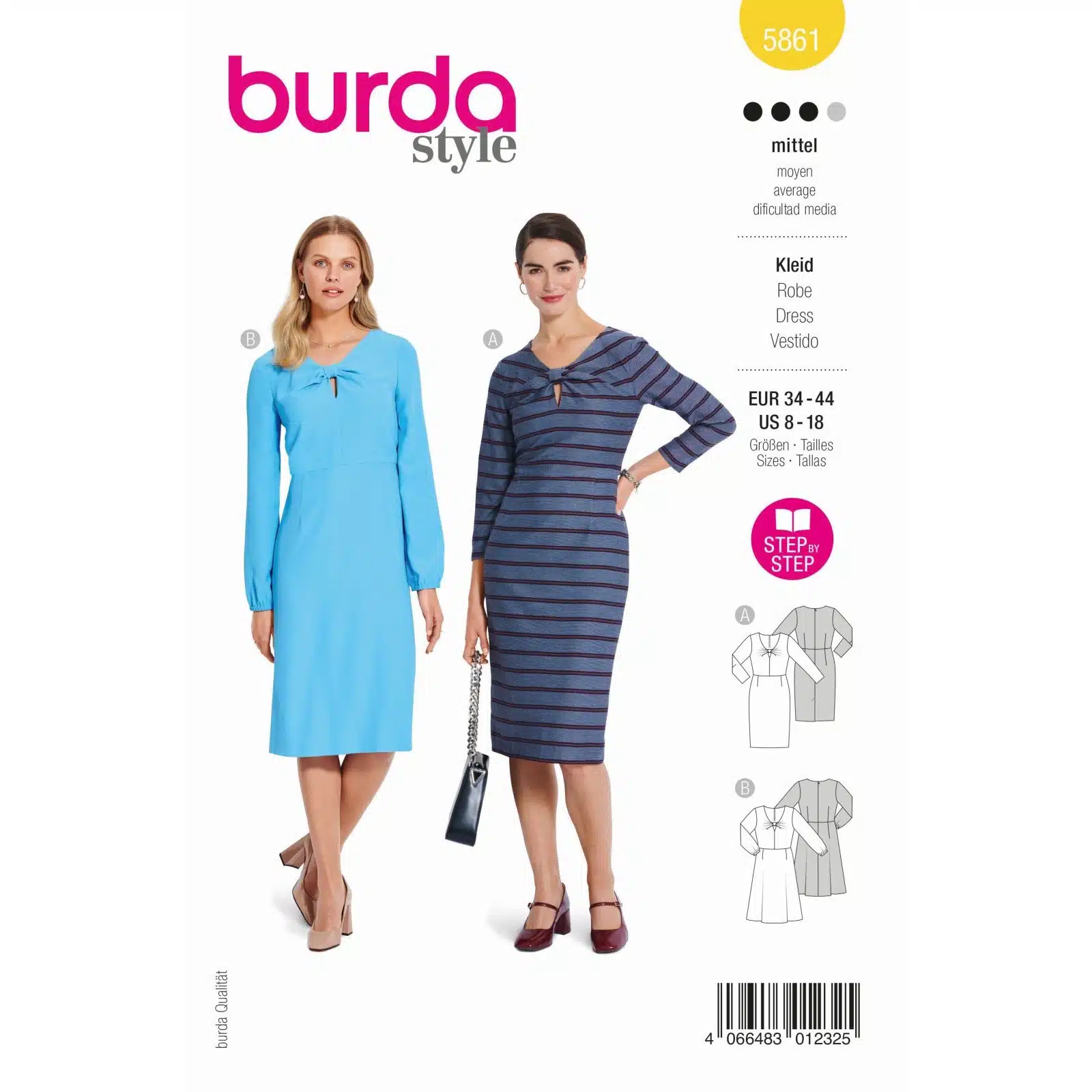 Burda Geel 5861 - Jurk in Variaties