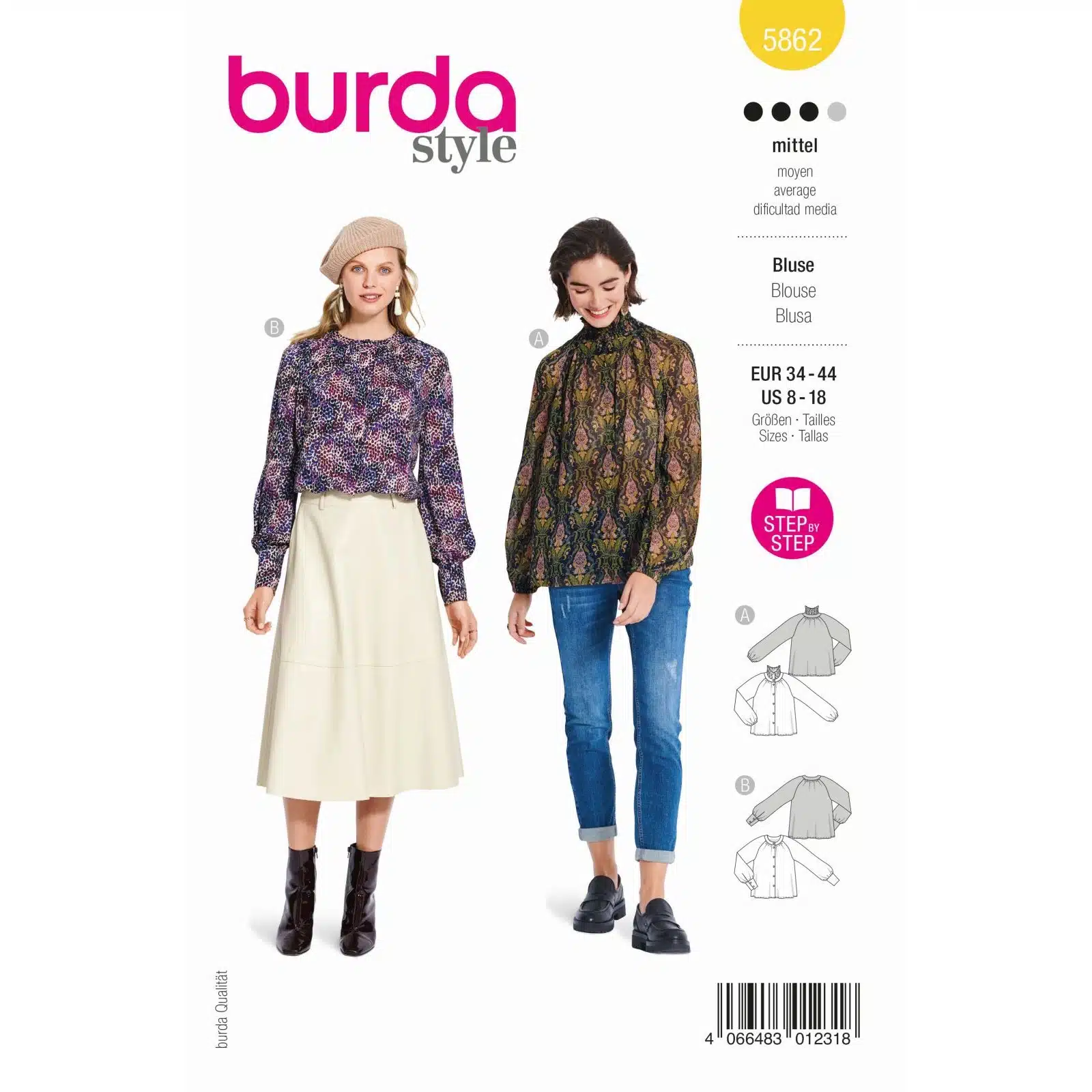 Burda Geel 5862 - Blouse in Variaties