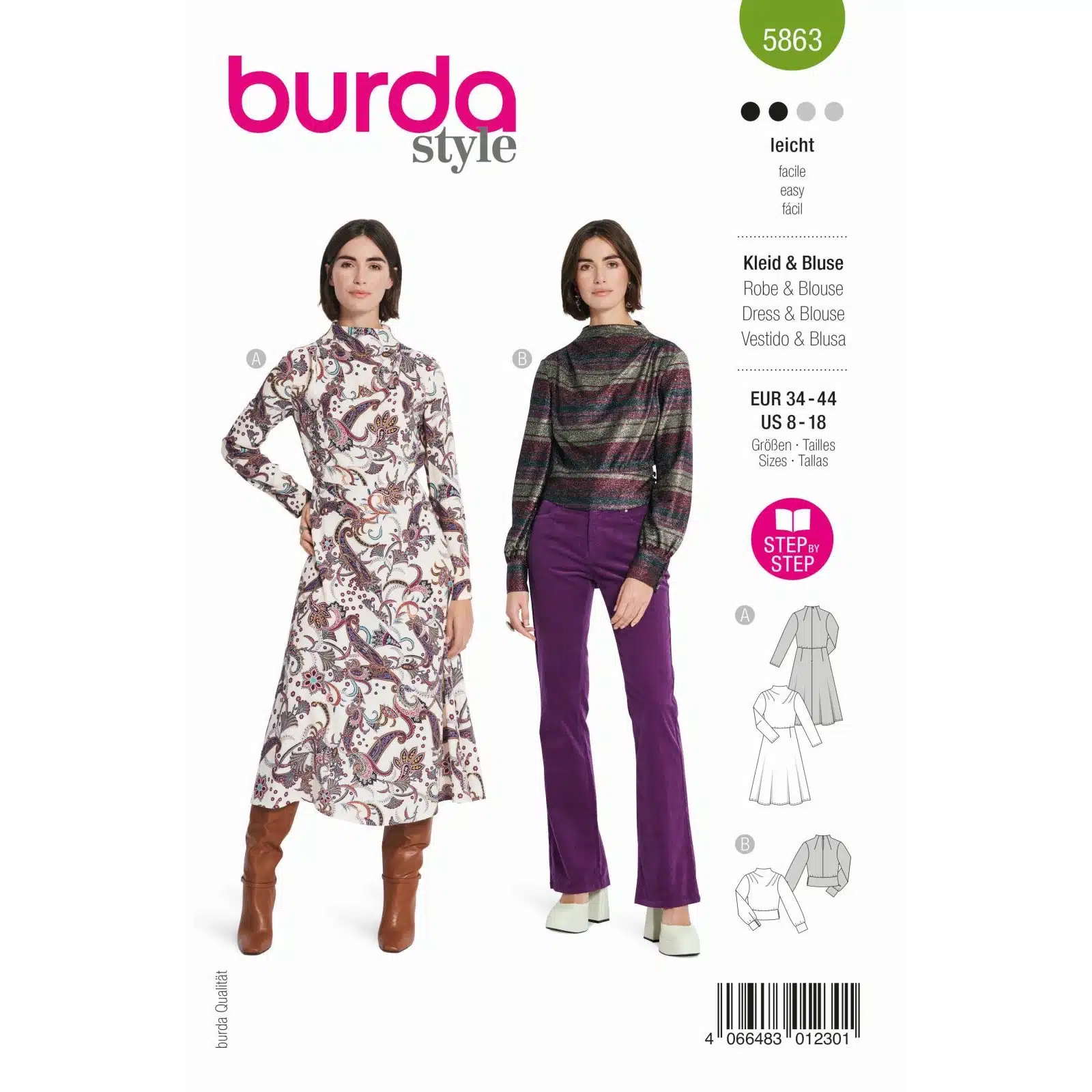Burda Groen 5863 - Jurk en Blouse
