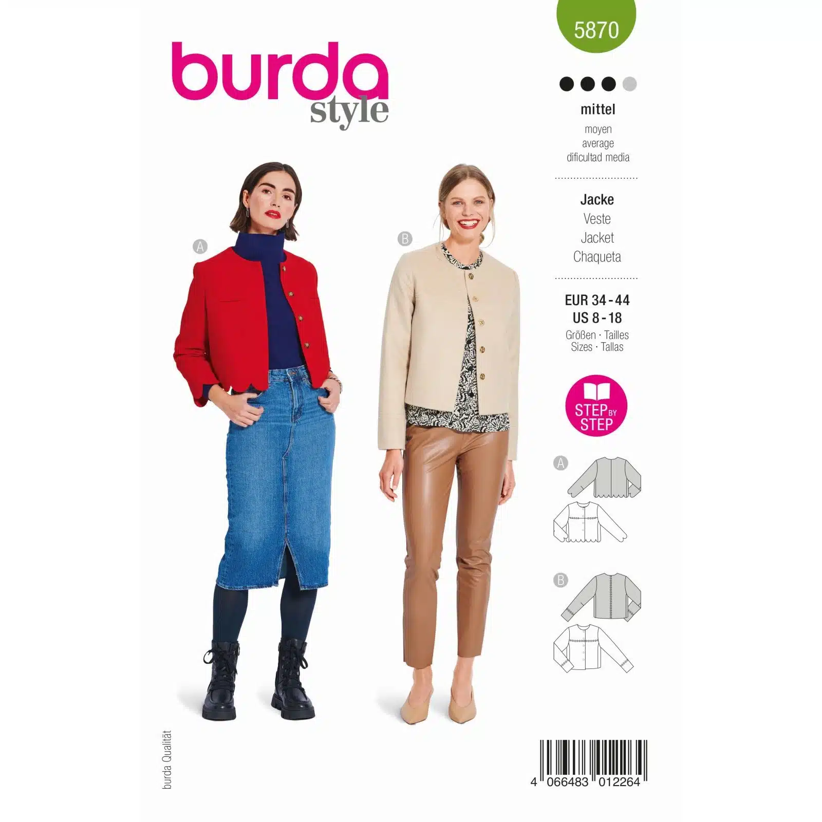Burda Groen 5870 - Jasje in Variaties
