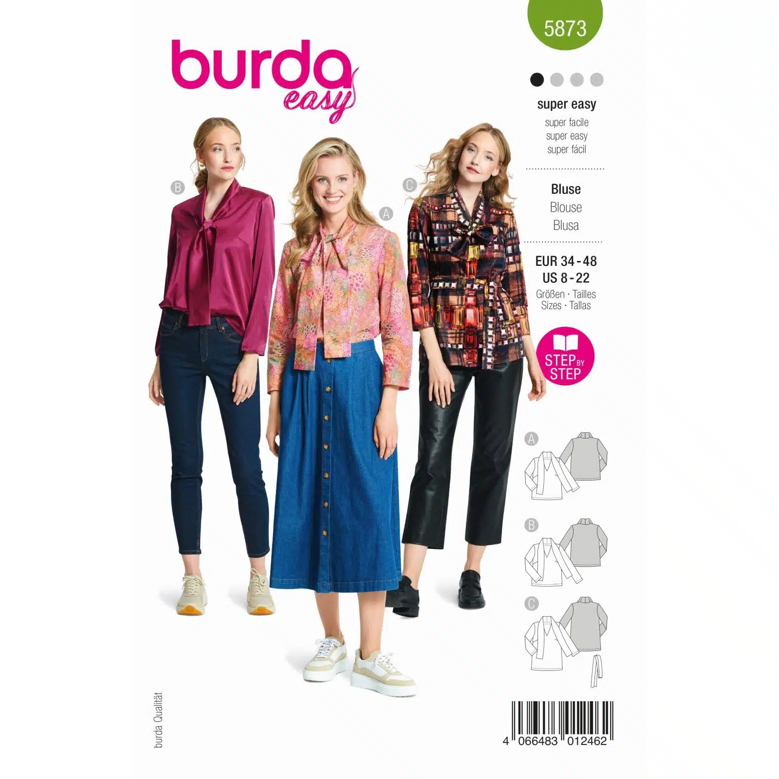 Burda Groen 5873 - Blouse in Variaties