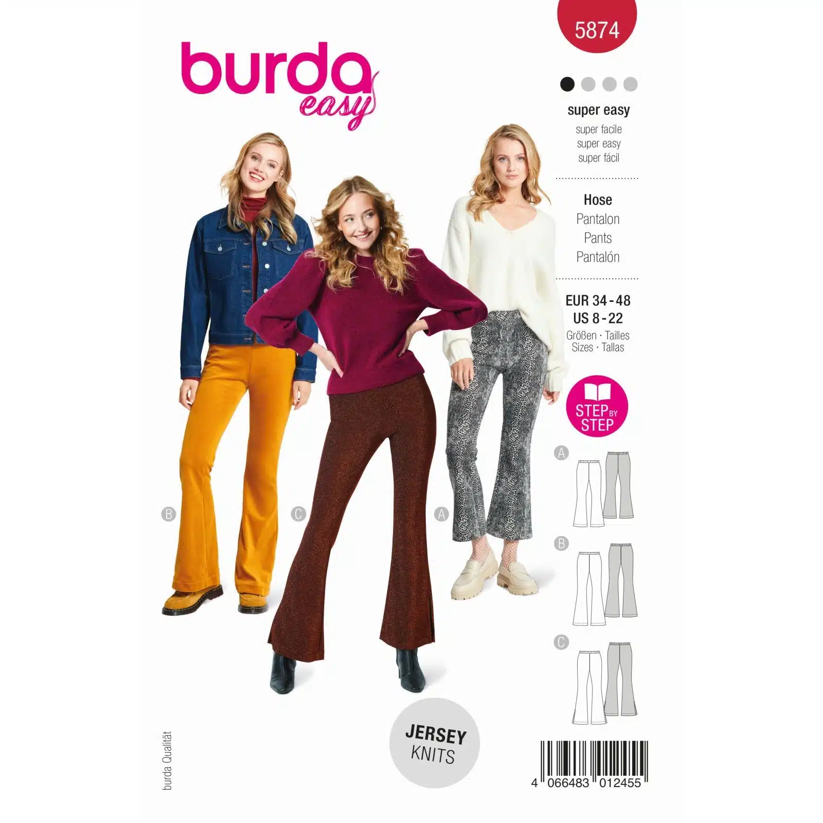 Burda Rood 5874 - Broek in Variaties