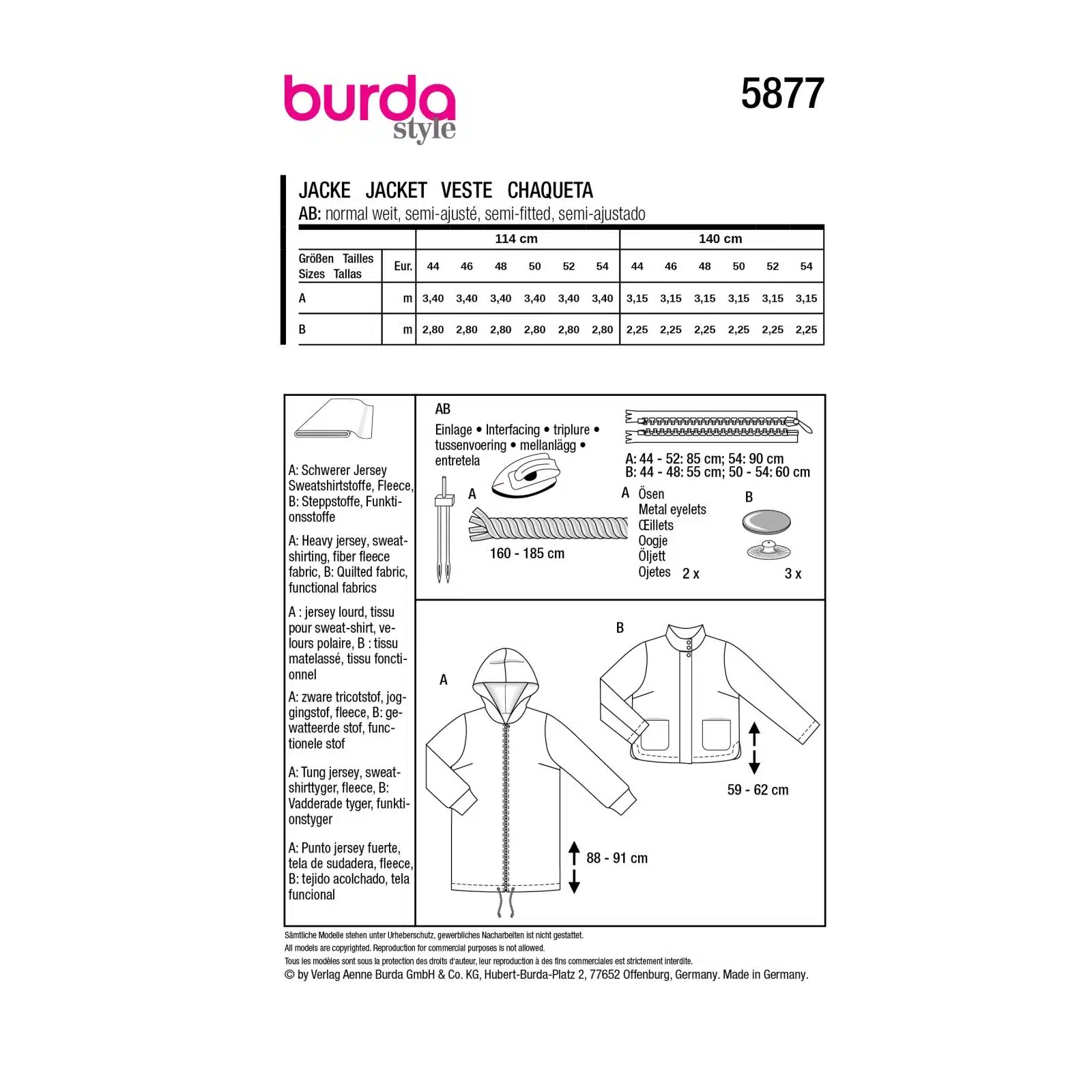Burda Geel 5877 - Jas in Variaties