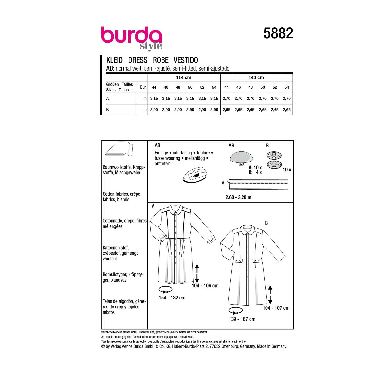 Burda Geel 5882 - Jurk in Variaties